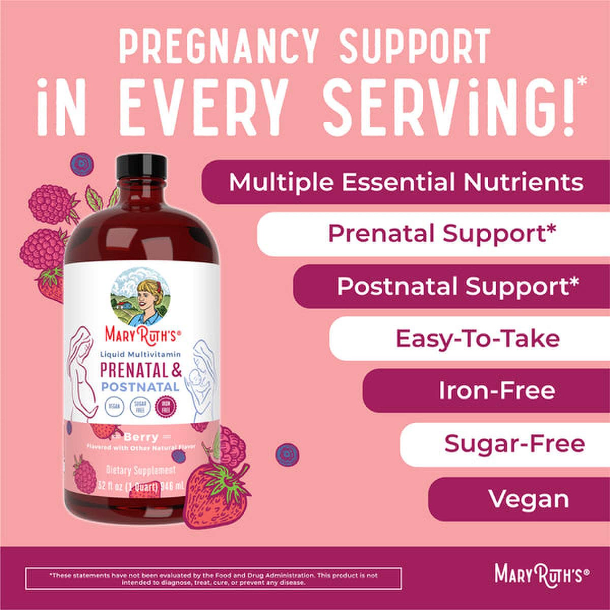 MRO MaryRuth LLC BL-WO-PPM-CV-SF-32Z-UN-02 - Mary Ruth's® Prenatal & Postnatal Liquid Multivitamin Liquid, Berry Flavor - 1/Each, 6/Case