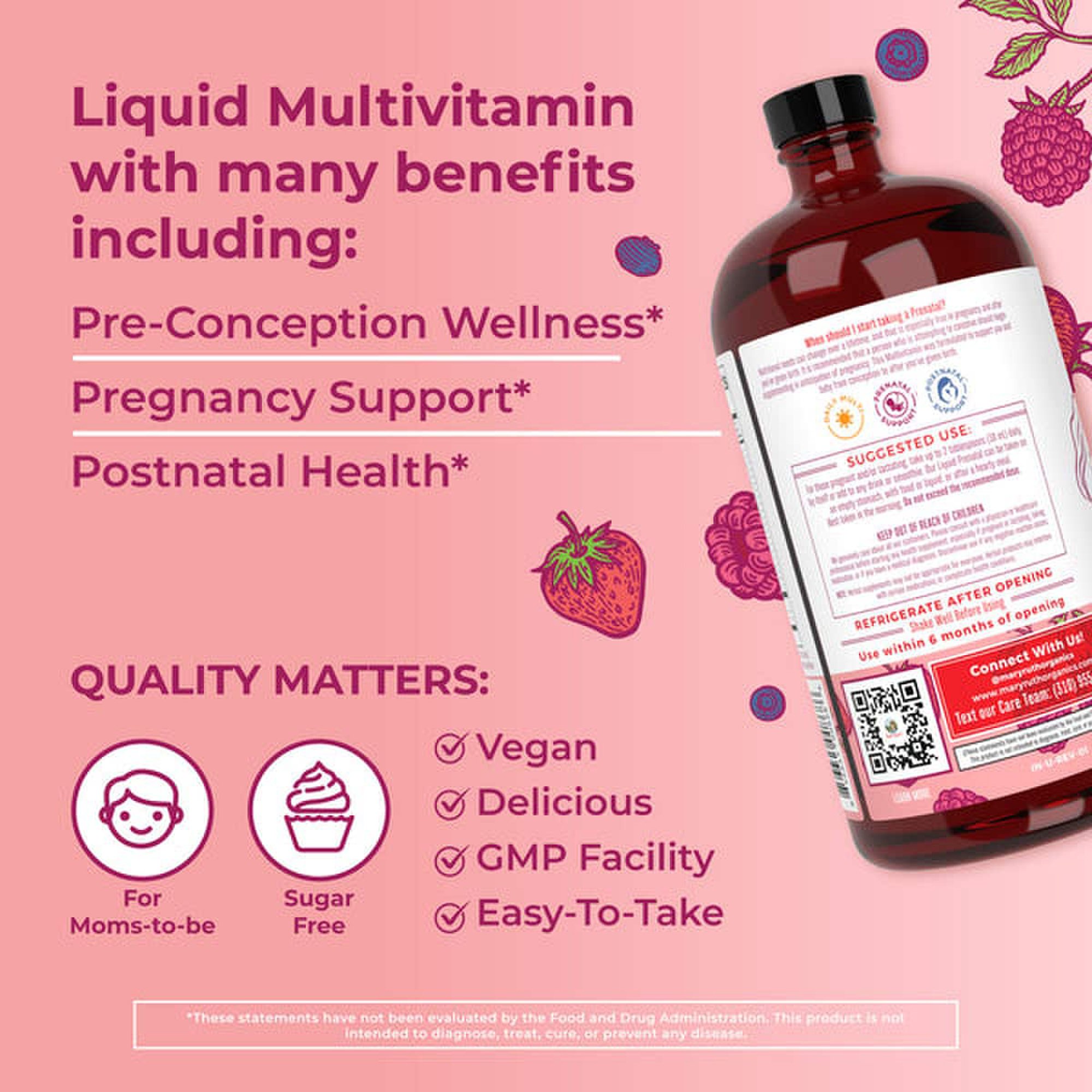 MRO MaryRuth LLC BL-WO-PPM-CV-SF-32Z-UN-02 - Mary Ruth's® Prenatal & Postnatal Liquid Multivitamin Liquid, Berry Flavor - 1/Each, 6/Case