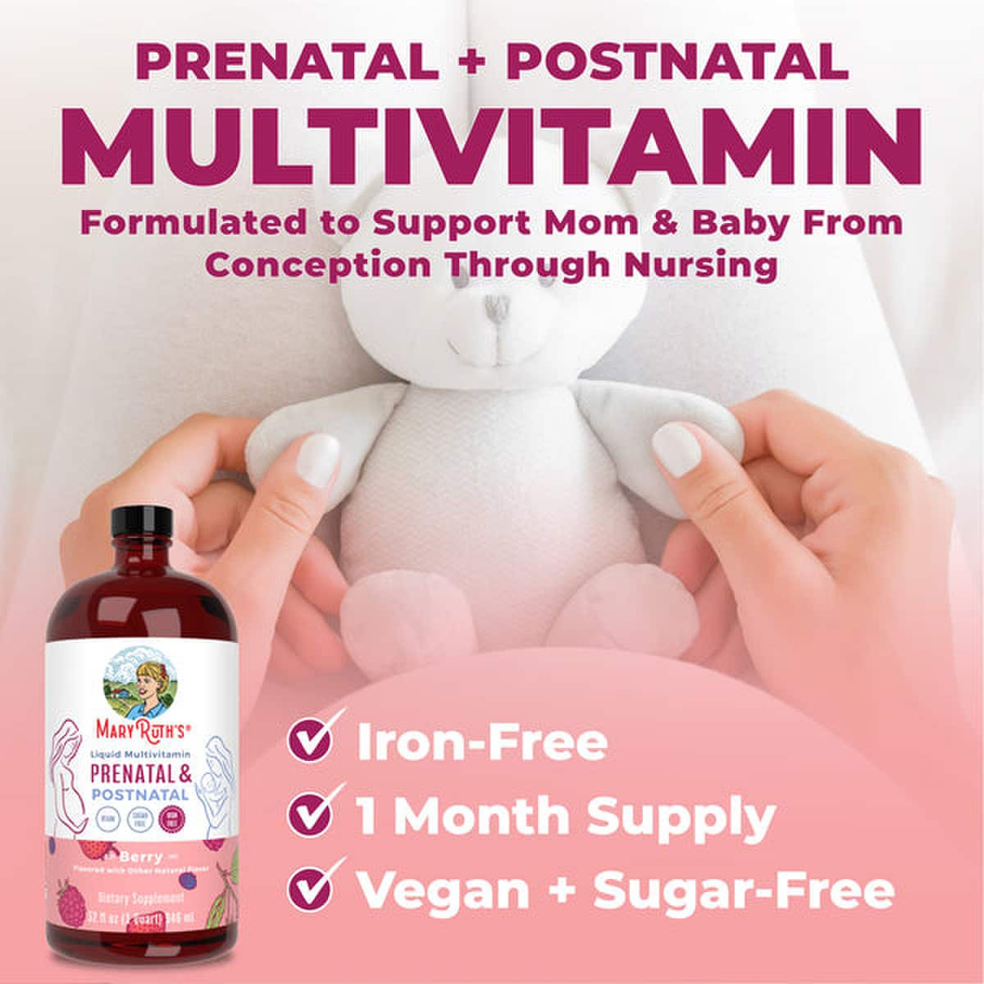 MRO MaryRuth LLC BL-WO-PPM-CV-SF-32Z-UN-02 - Mary Ruth's® Prenatal & Postnatal Liquid Multivitamin Liquid, Berry Flavor - 1/Each, 6/Case