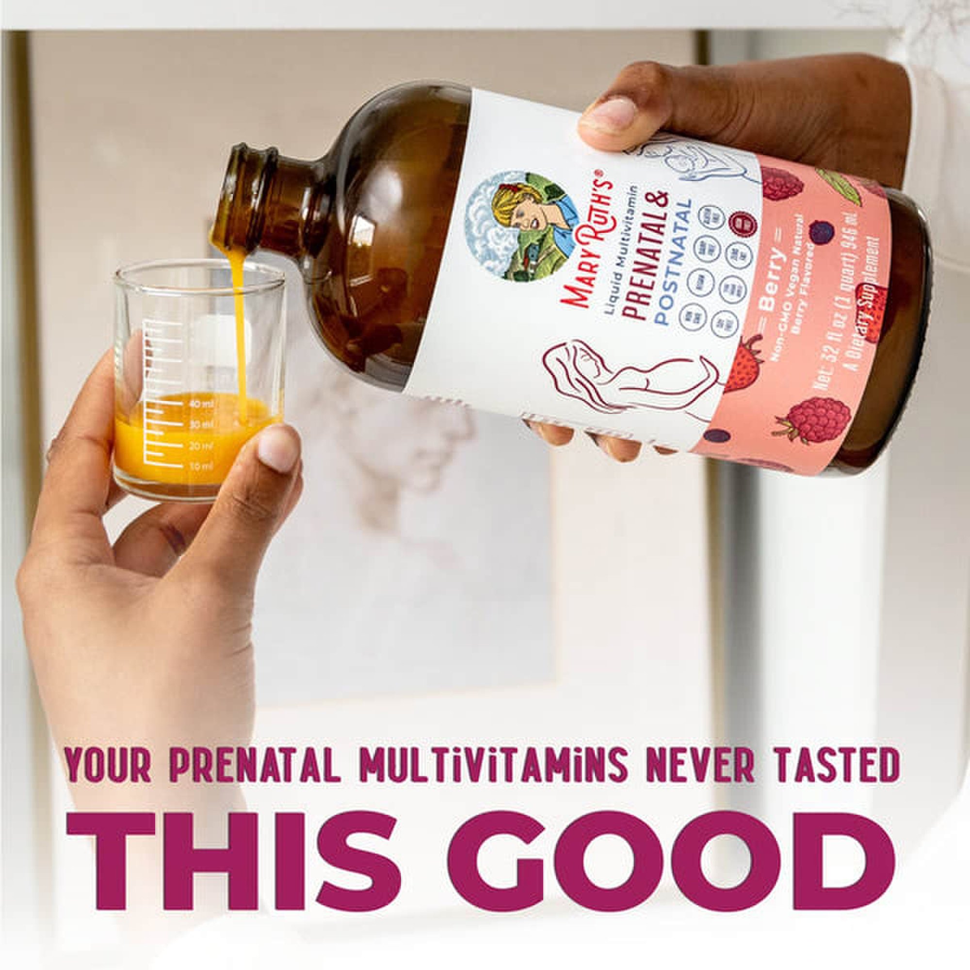 MRO MaryRuth LLC BL-WO-PPM-CV-SF-32Z-UN-02 - Mary Ruth's® Prenatal & Postnatal Liquid Multivitamin Liquid, Berry Flavor - 1/Each, 6/Case