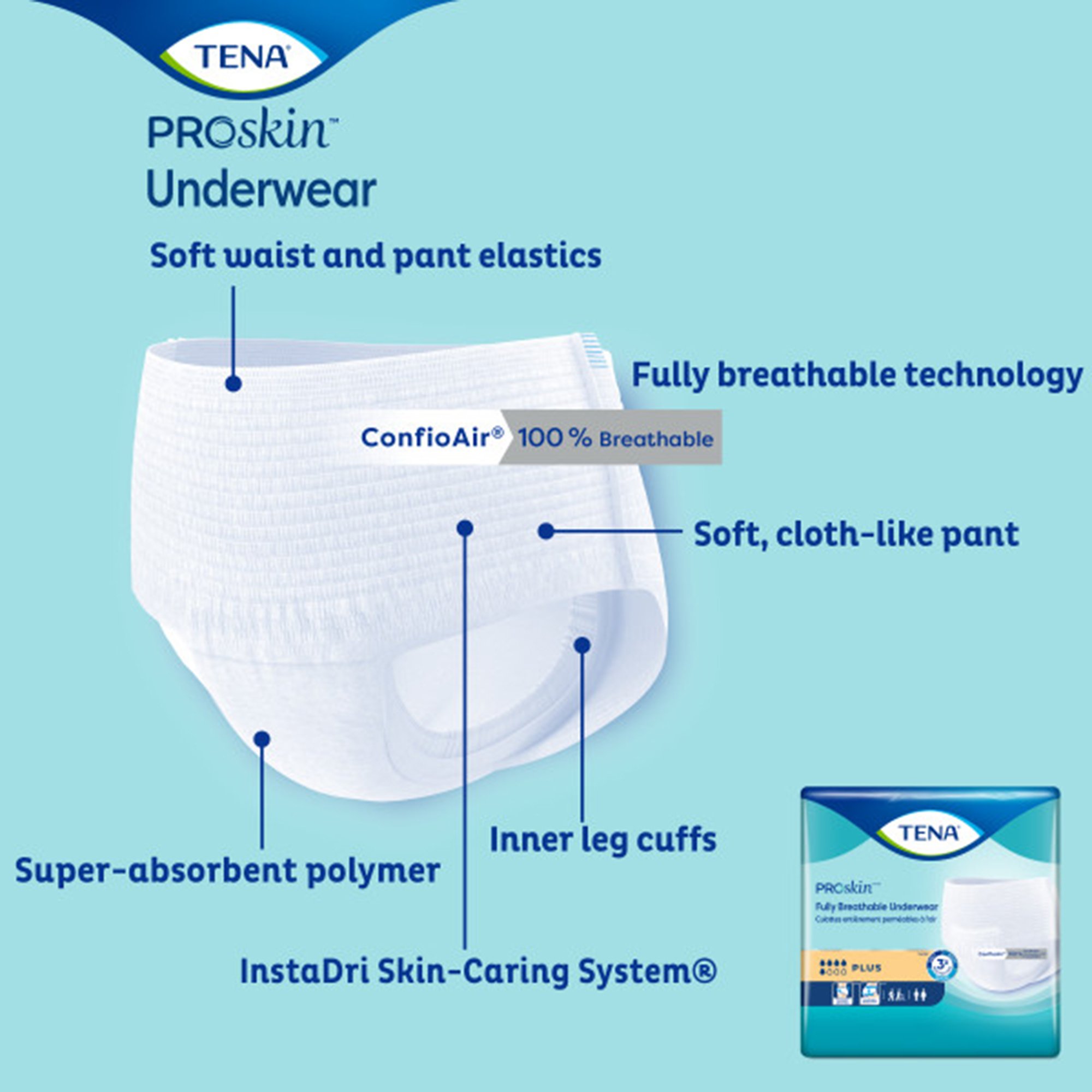 Essity HMS North America Inc 72509 - Tena® ProSkin™ Breathable Incontinence Underwear, Moderate Absorbency, 3X-Large - 10/Bag, 40/Case