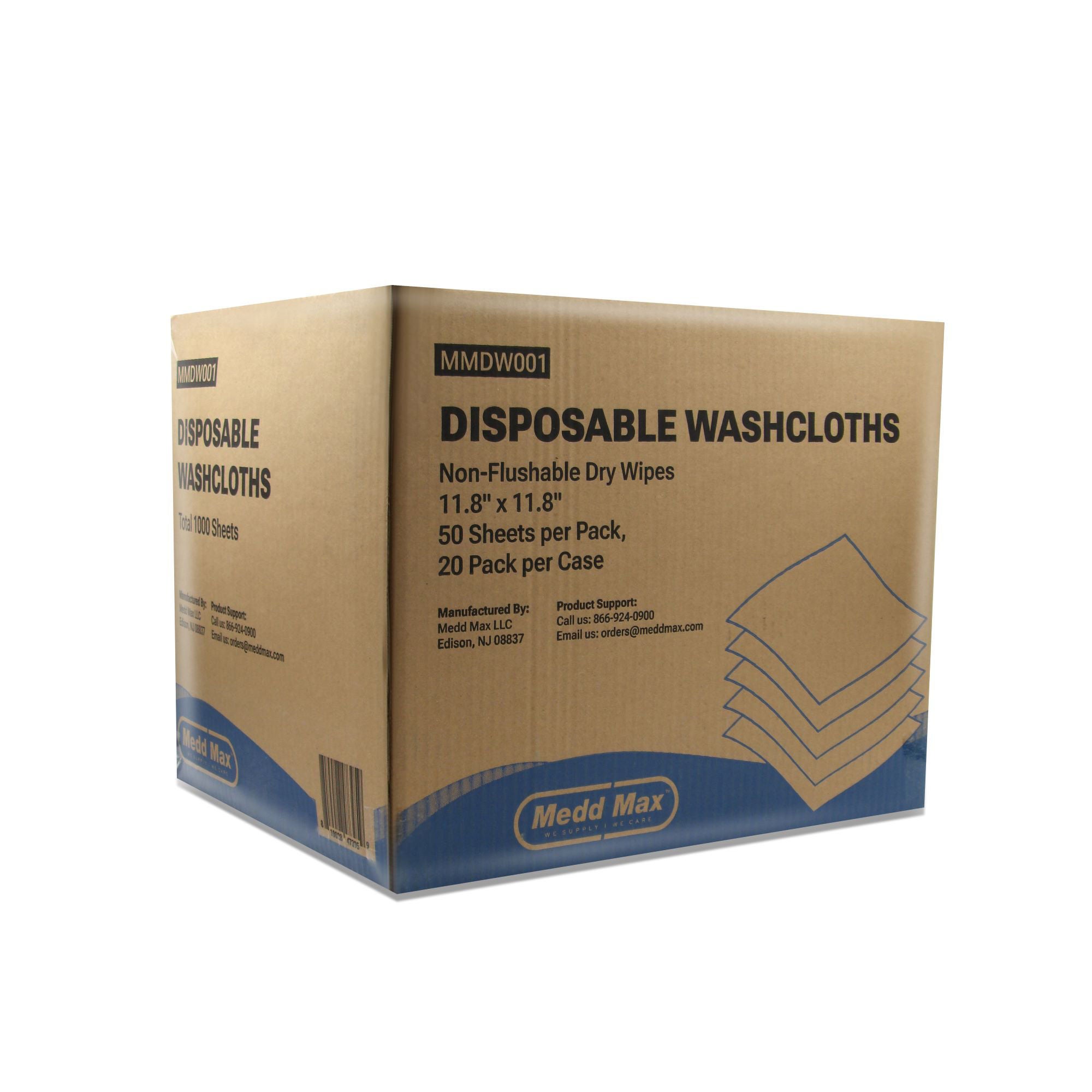 Medd Max LLC - MMDW001 Washcloth Medd Max 12 X 12 Inch White Disposable