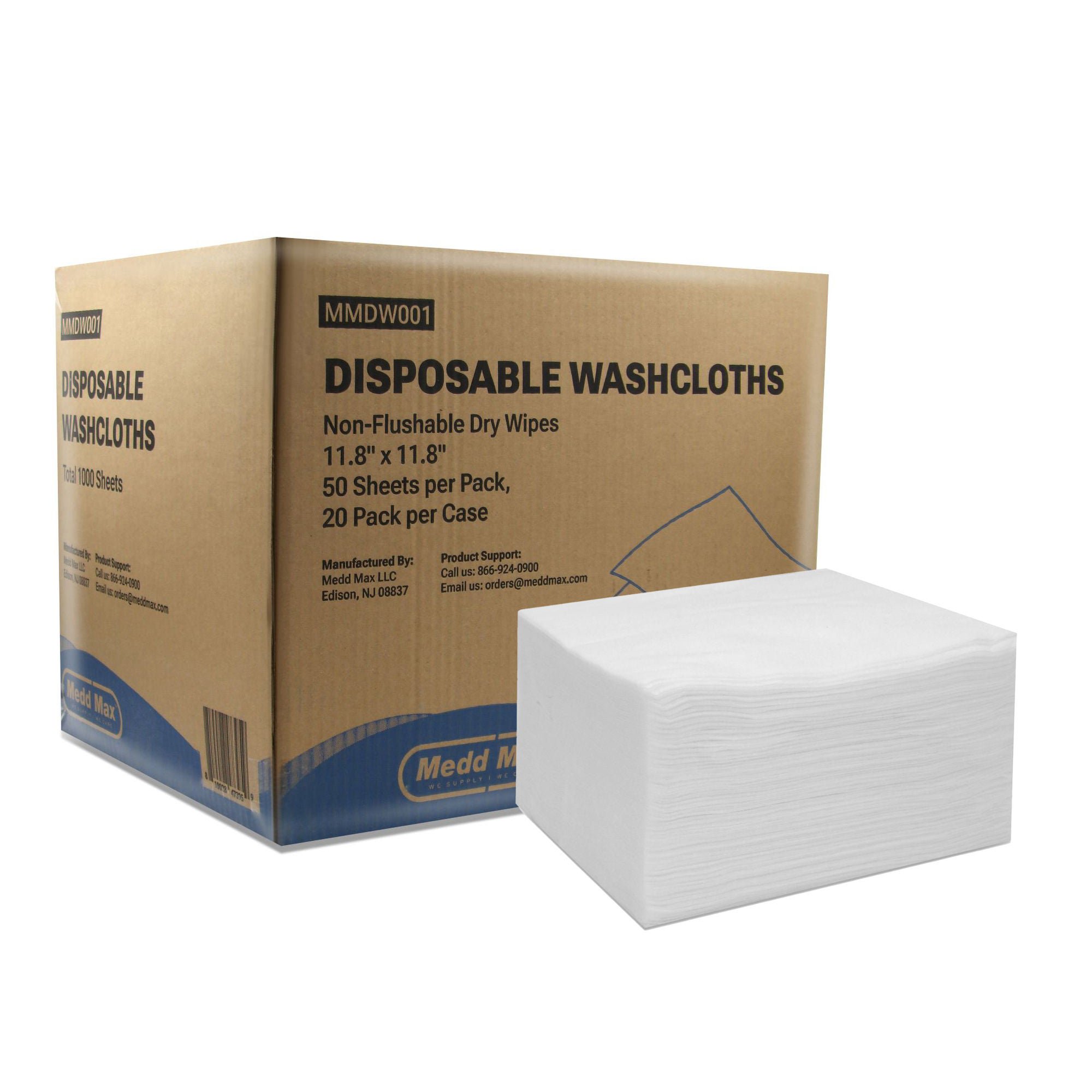 Medd Max LLC - MMDW001 Washcloth Medd Max 12 X 12 Inch White Disposable