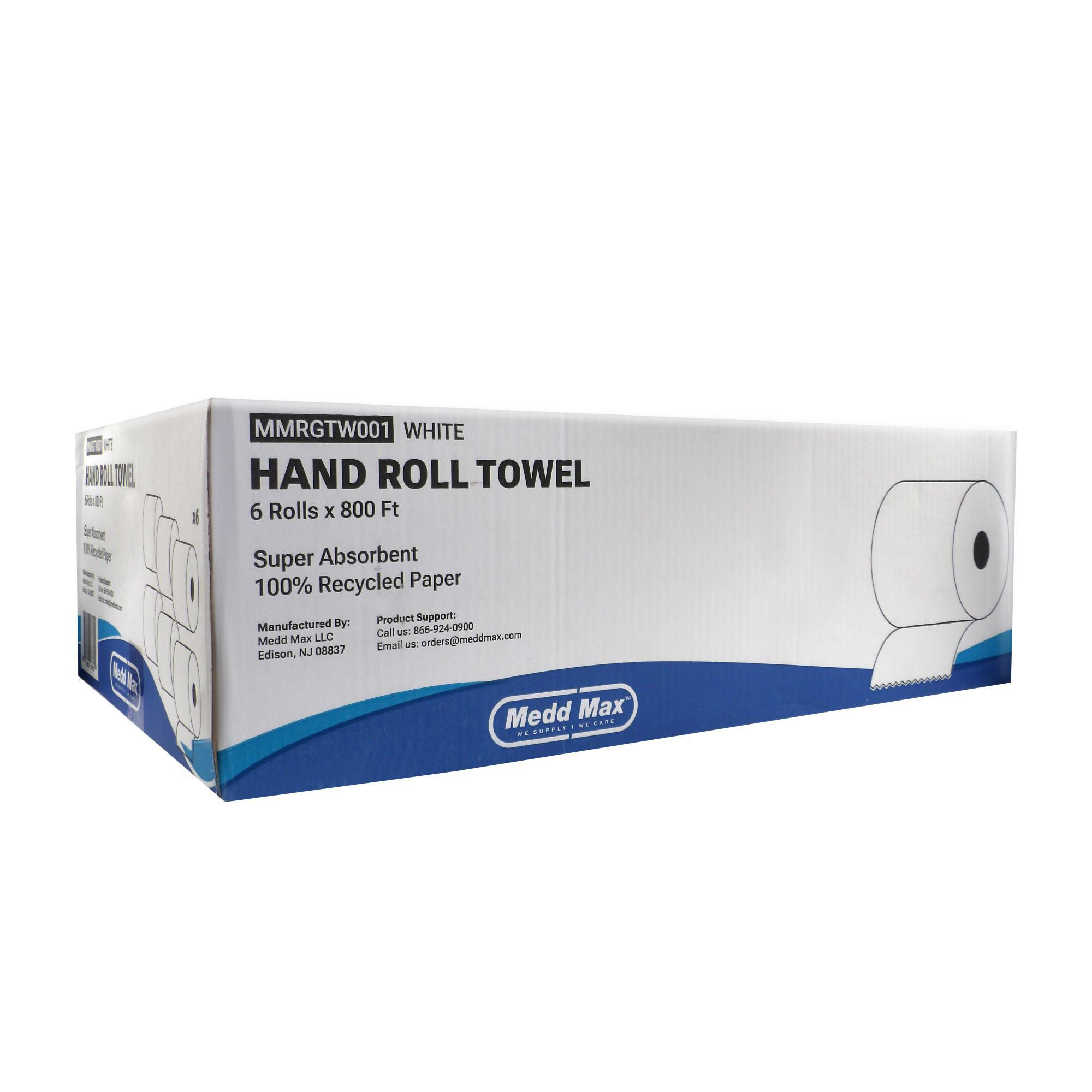 Medd Max LLC - MMRGTW001 Paper Towel Medd Max Hardwound Roll 7-3/4 Inch X 800 Foot
