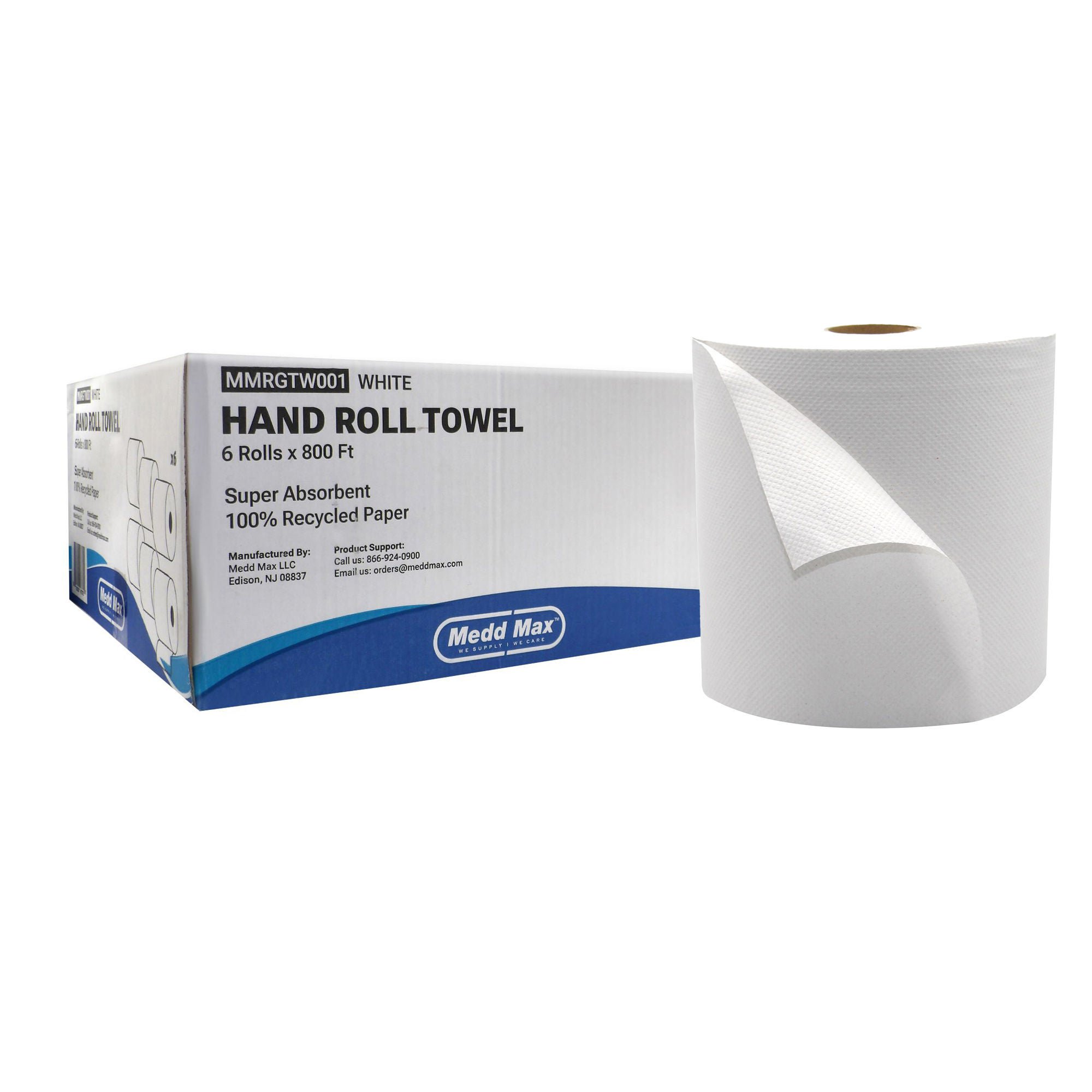 Medd Max LLC - MMRGTW001 Paper Towel Medd Max Hardwound Roll 7-3/4 Inch X 800 Foot