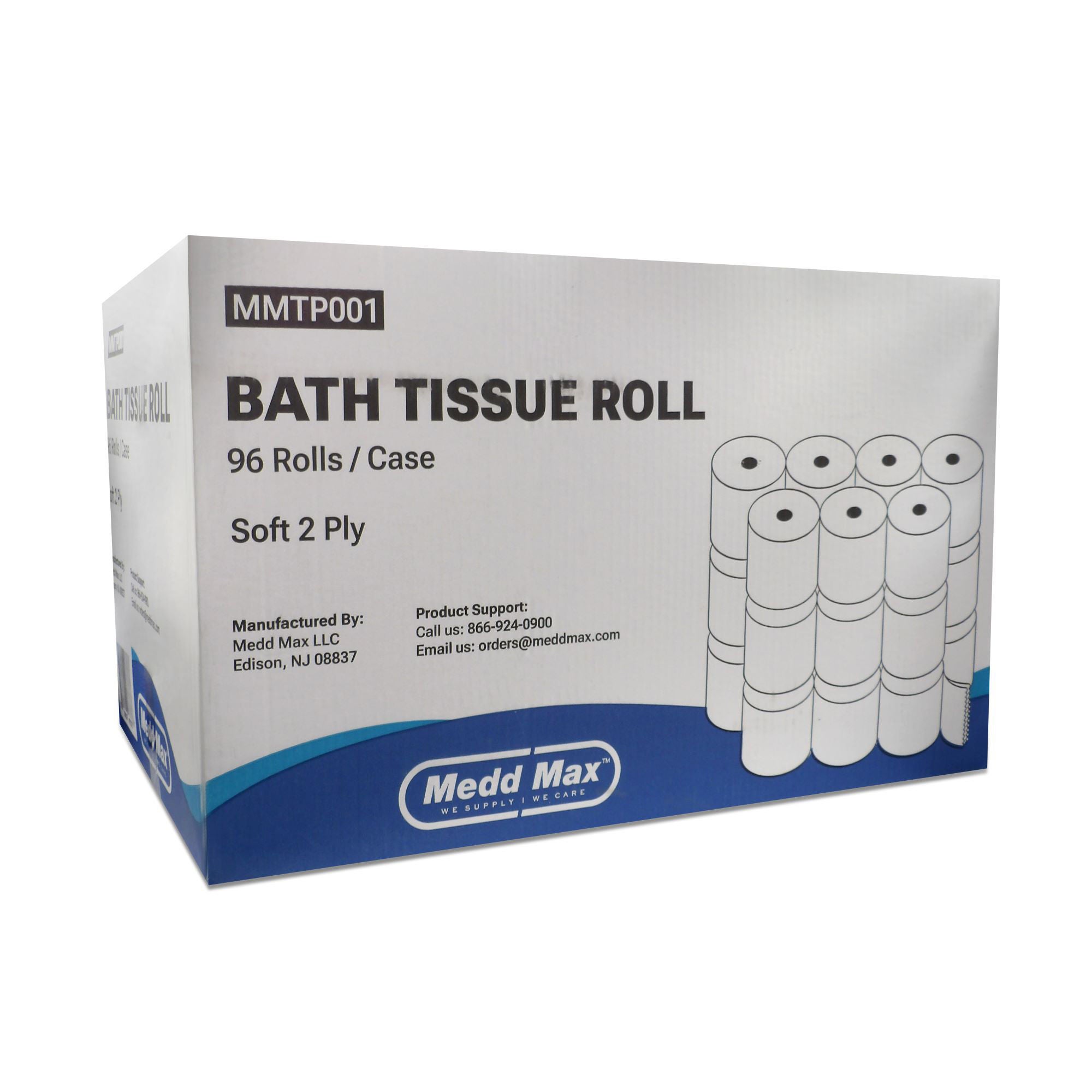 Medd Max LLC - MMTP001 Toilet Tissue Pure Ply White 2-Ply Standard Size Cored Roll 500 Sheets 4 X 4 Inch