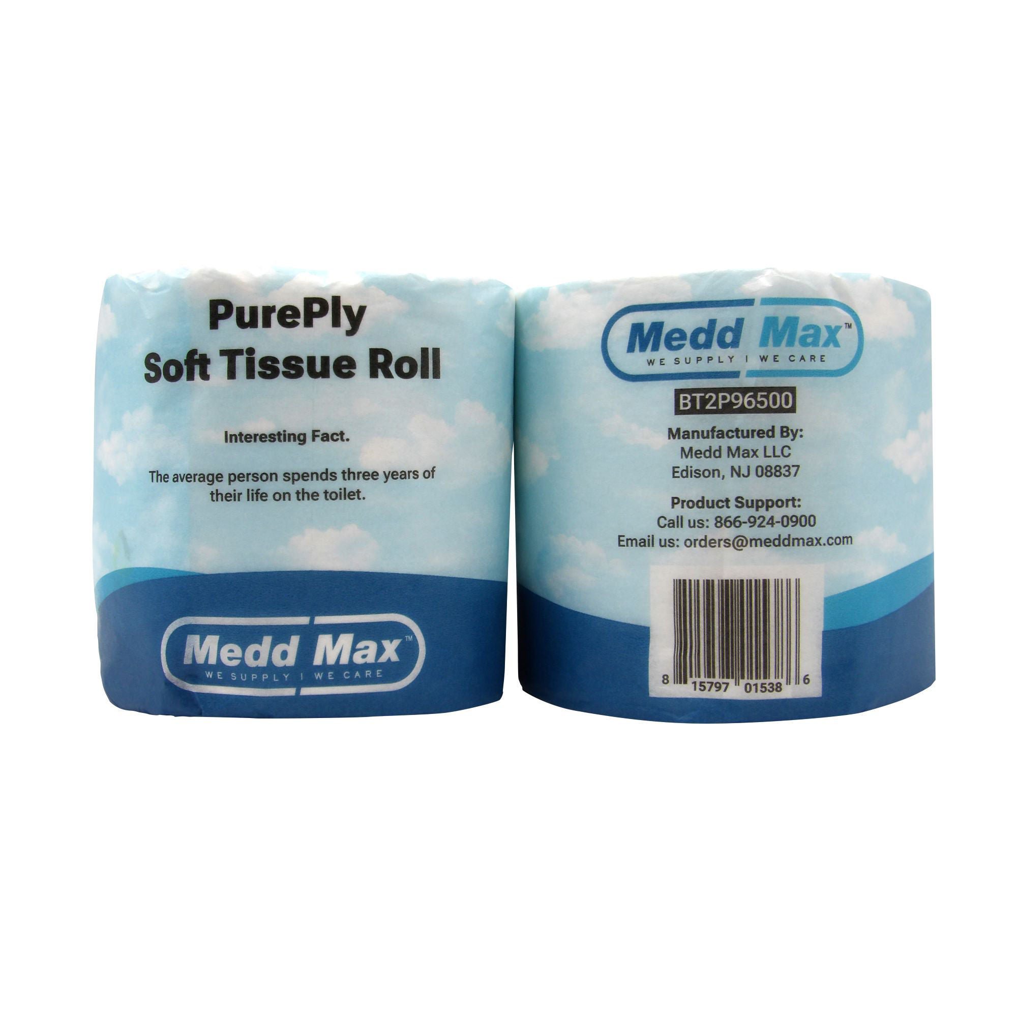 Medd Max LLC - MMTP001 Toilet Tissue Pure Ply White 2-Ply Standard Size Cored Roll 500 Sheets 4 X 4 Inch