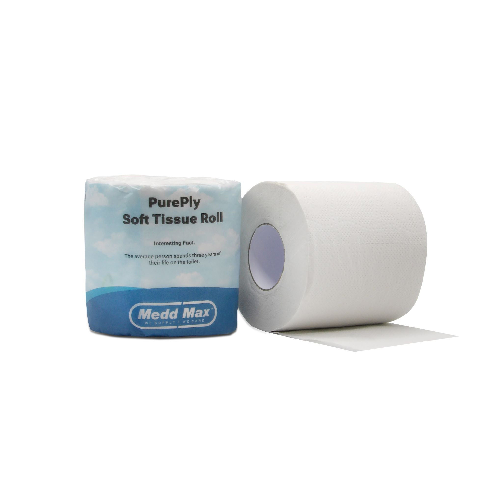 Medd Max LLC - MMTP001 Toilet Tissue Pure Ply White 2-Ply Standard Size Cored Roll 500 Sheets 4 X 4 Inch
