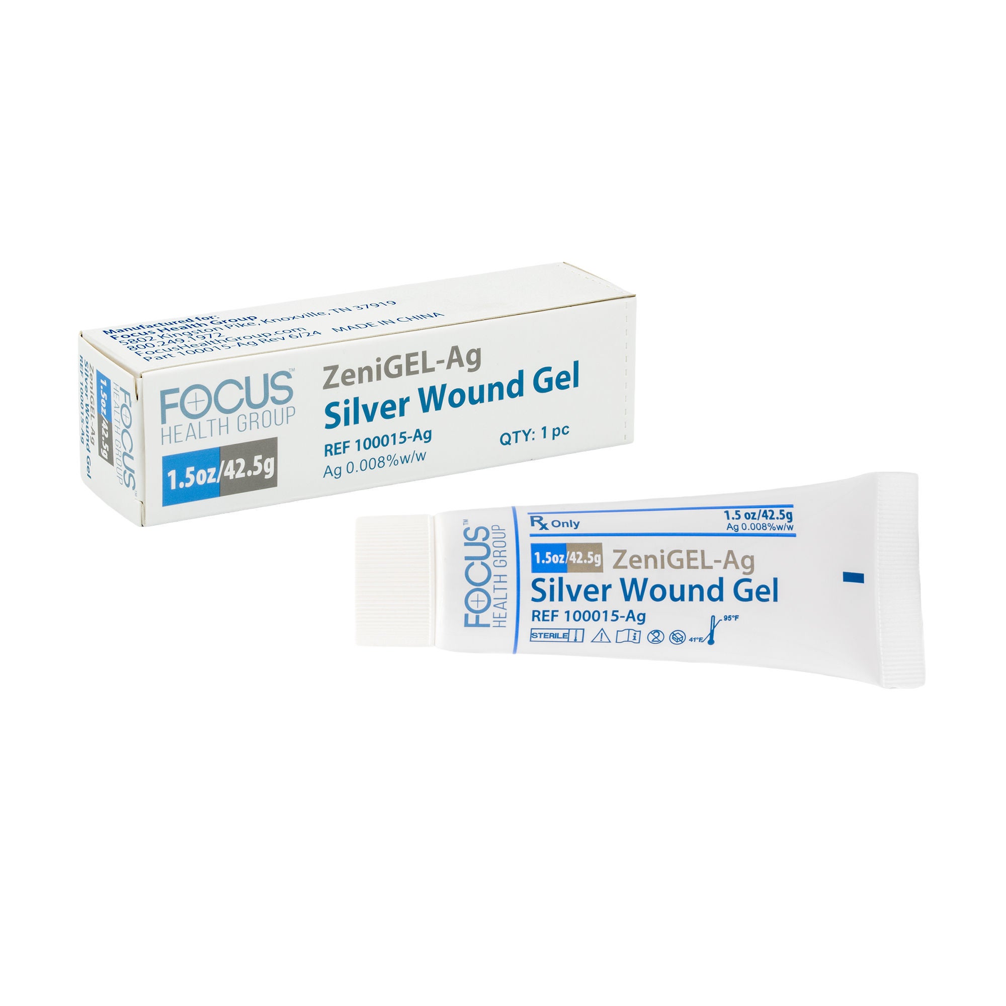 Focus Health Group - 100015-AG Silver Wound Gel ZeniGEL-AG 1.5 oz. Sterile