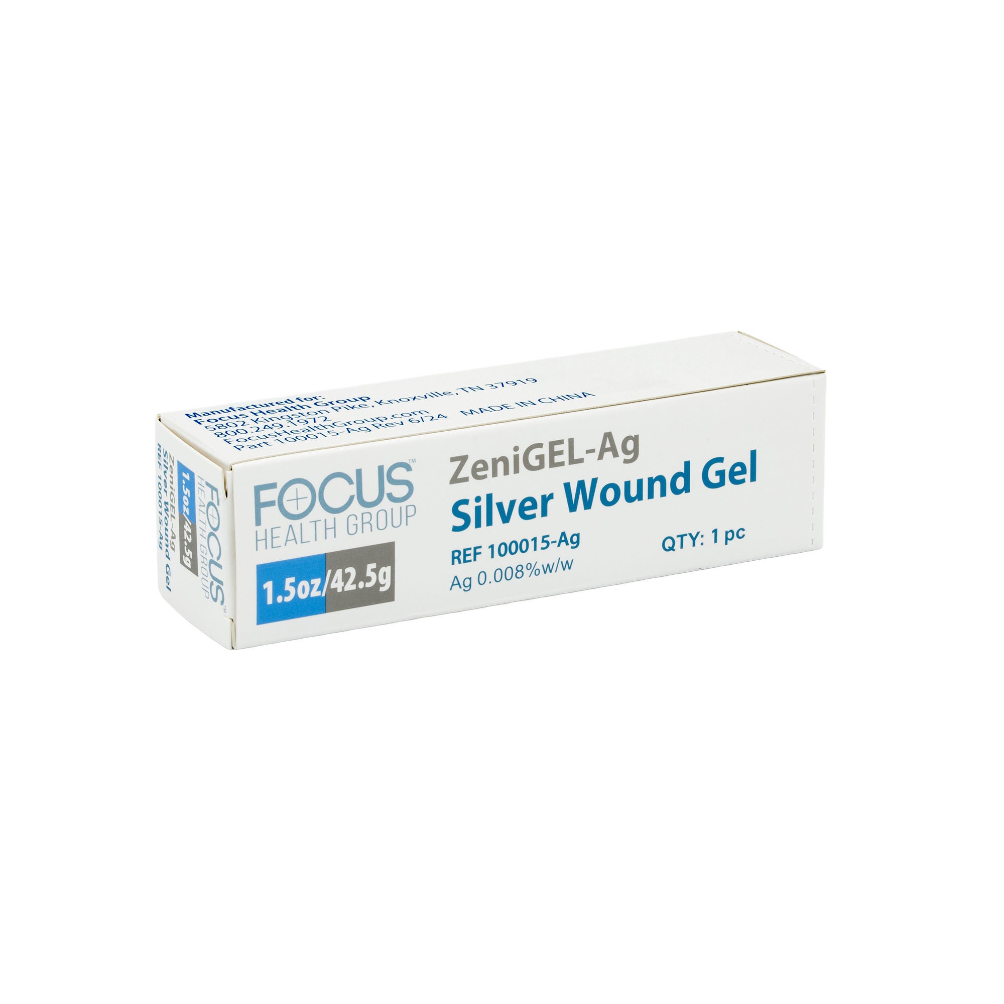 Focus Health Group - 100015-AG Silver Wound Gel ZeniGEL-AG 1.5 oz. Sterile