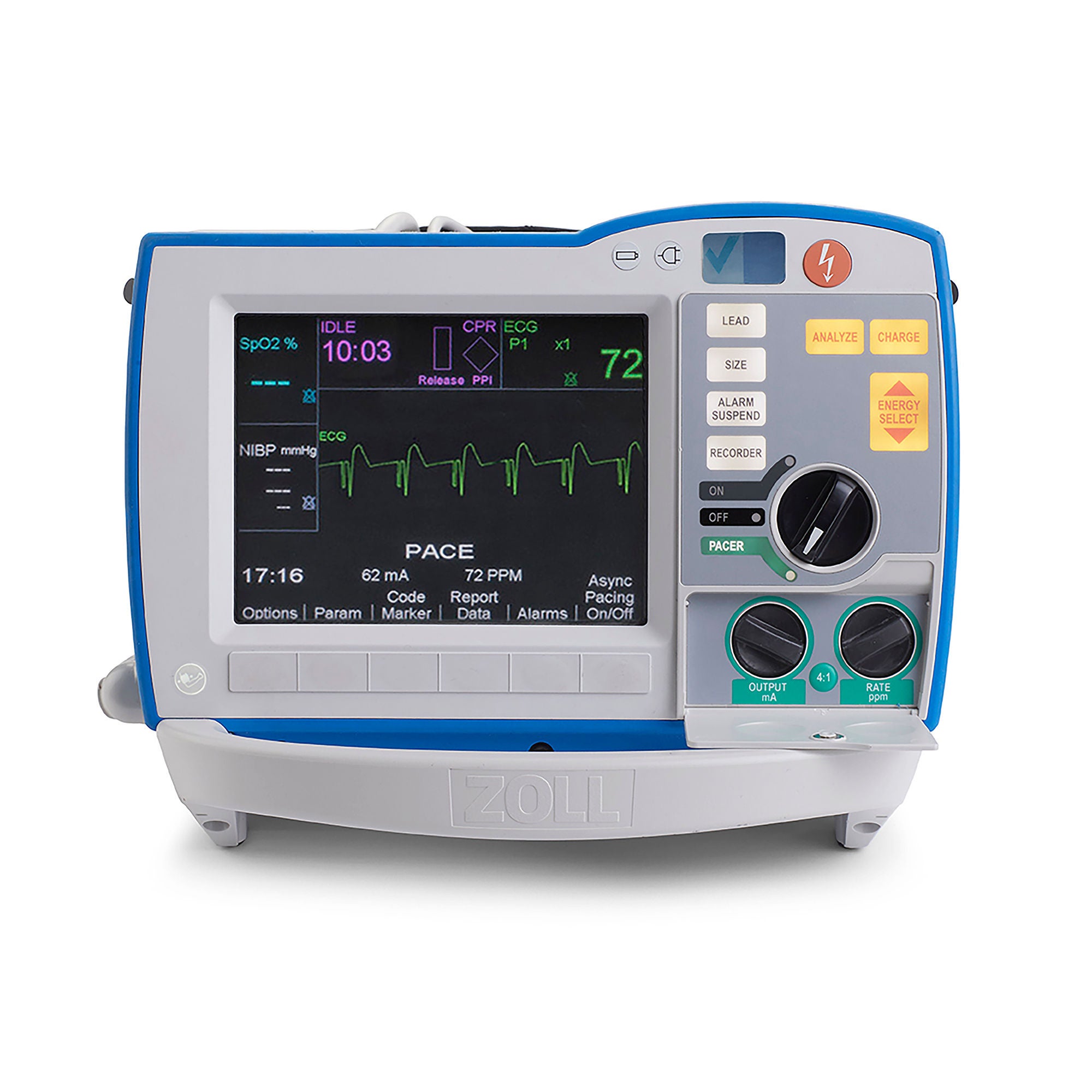 Zoll Medical - 30520009001310013 Defibrillator / Monitor Unit Manual Operation Zoll® R Series Paddles Contact AC Power / Battery Operated LCD Display