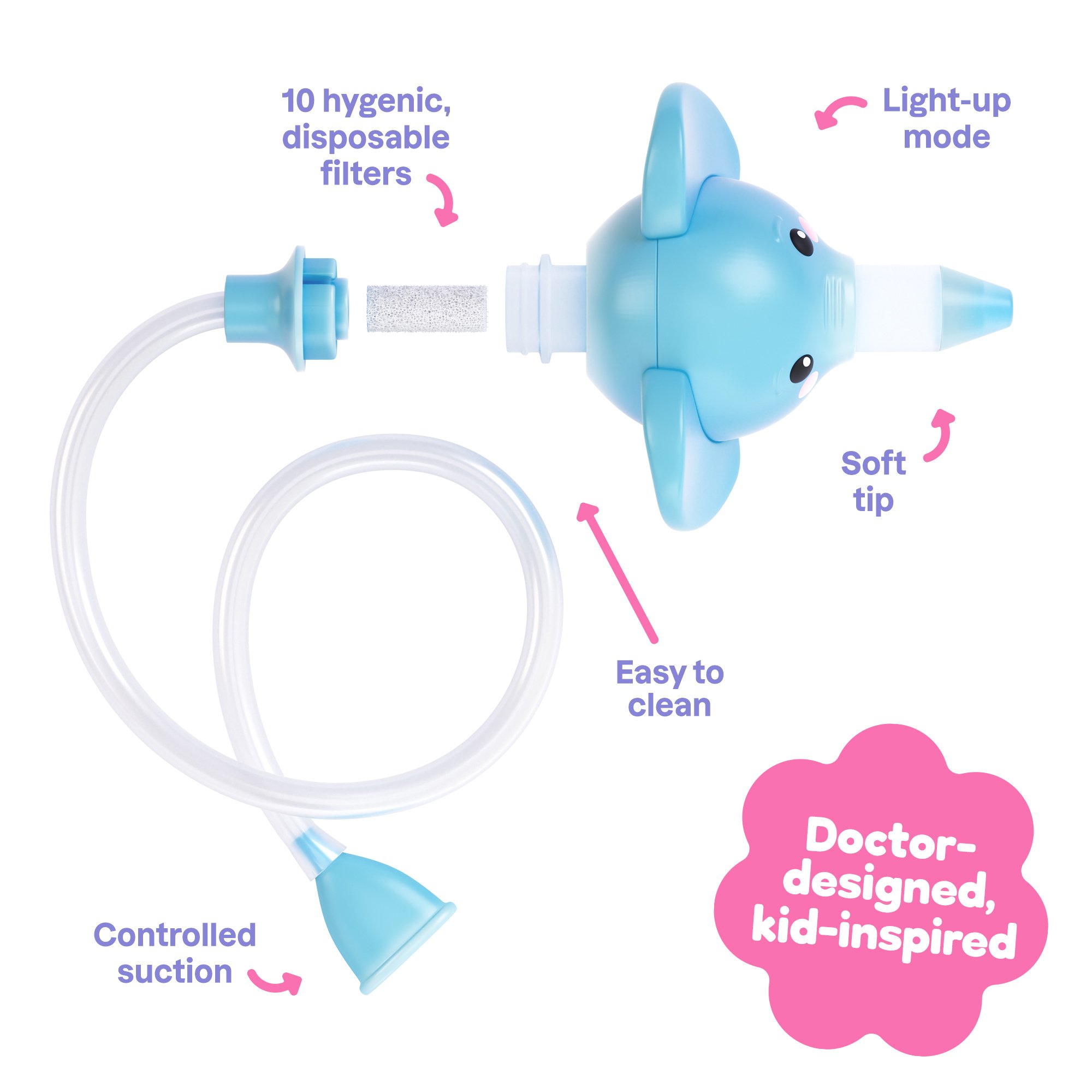 Playhouse MD 1021 - Playhouse MD Nasal Aspirator for Babies and Toddlers, Blue, Elephant Character - 1/Each, 12/Case