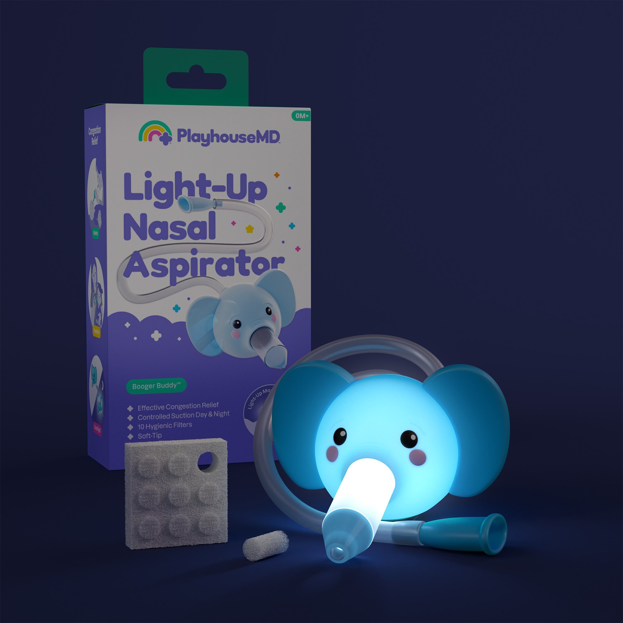 Playhouse MD 1021 - Playhouse MD Nasal Aspirator for Babies and Toddlers, Blue, Elephant Character - 1/Each, 12/Case