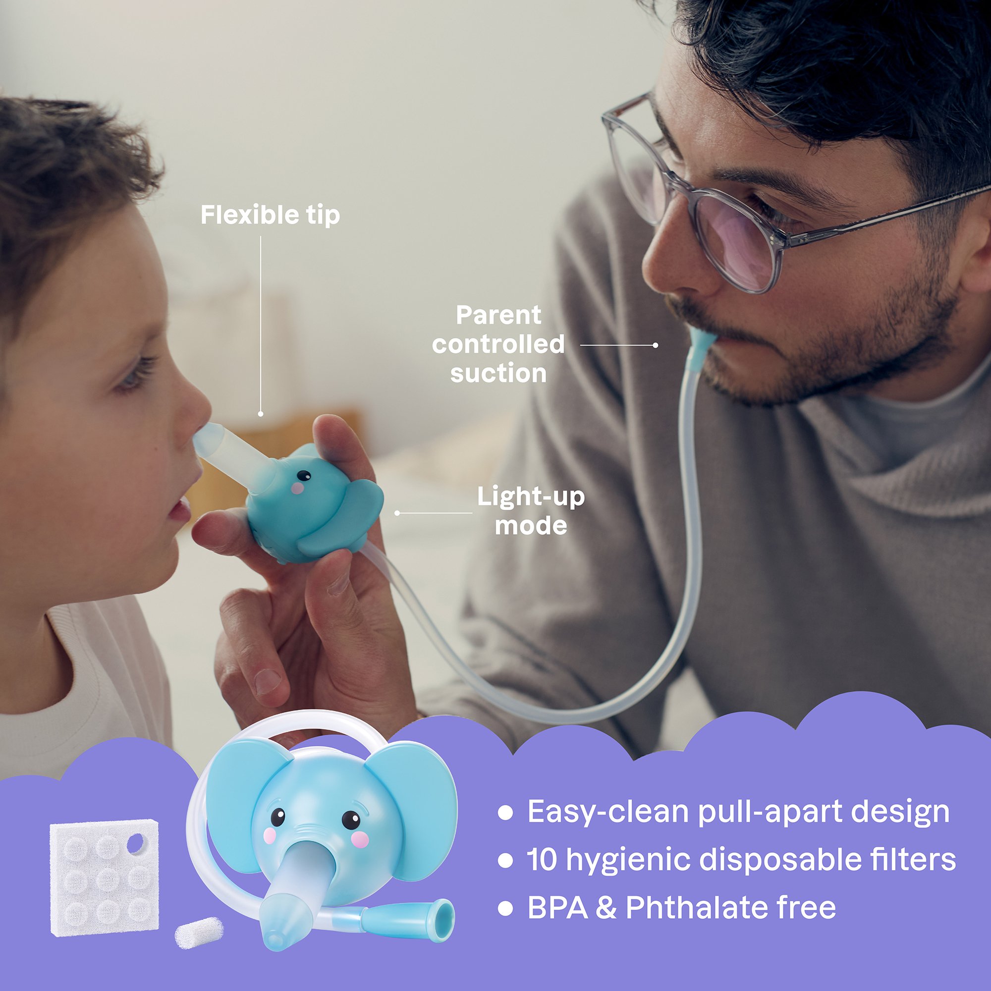 Playhouse MD 1021 - Playhouse MD Nasal Aspirator for Babies and Toddlers, Blue, Elephant Character - 1/Each, 12/Case