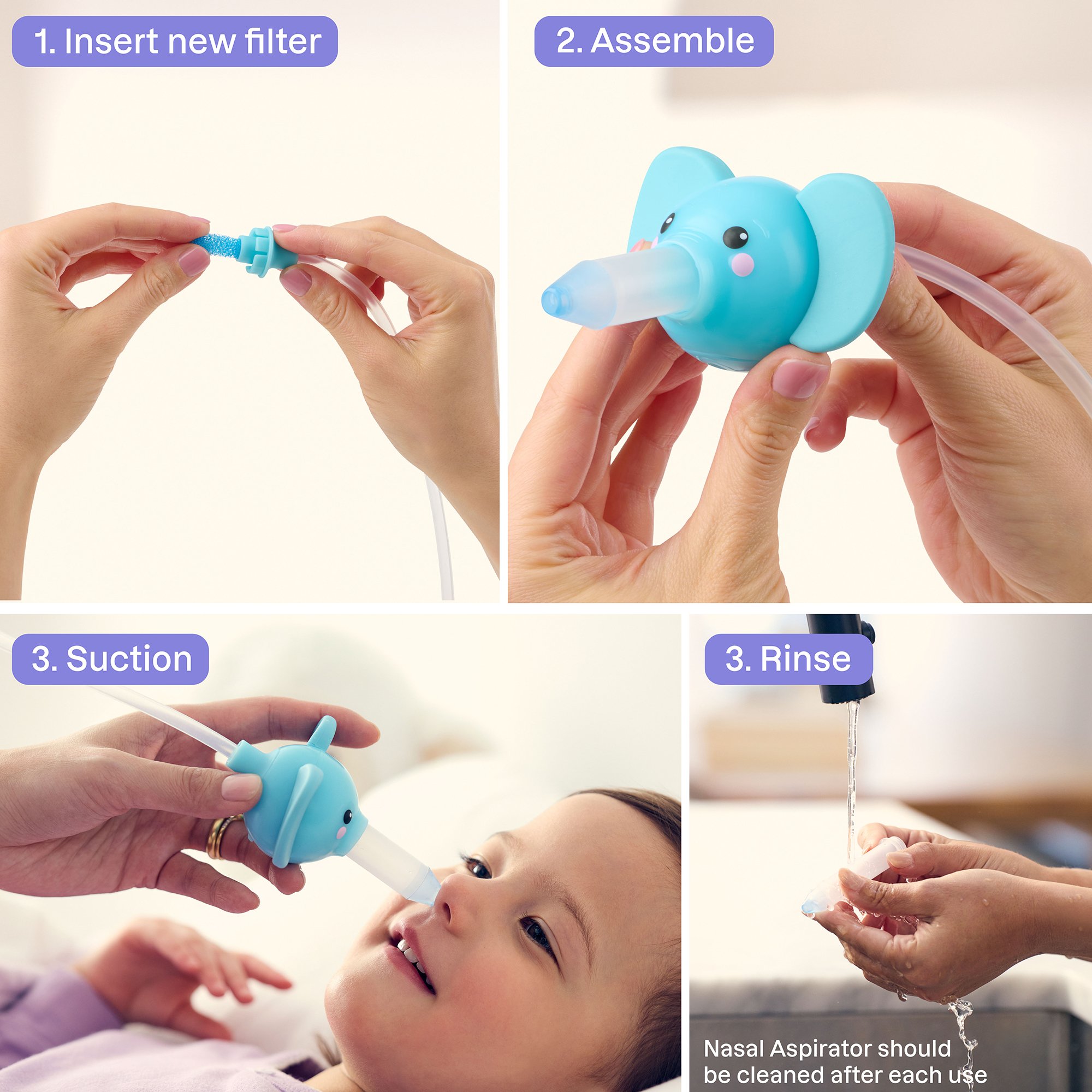 Playhouse MD 1021 - Playhouse MD Nasal Aspirator for Babies and Toddlers, Blue, Elephant Character - 1/Each, 12/Case