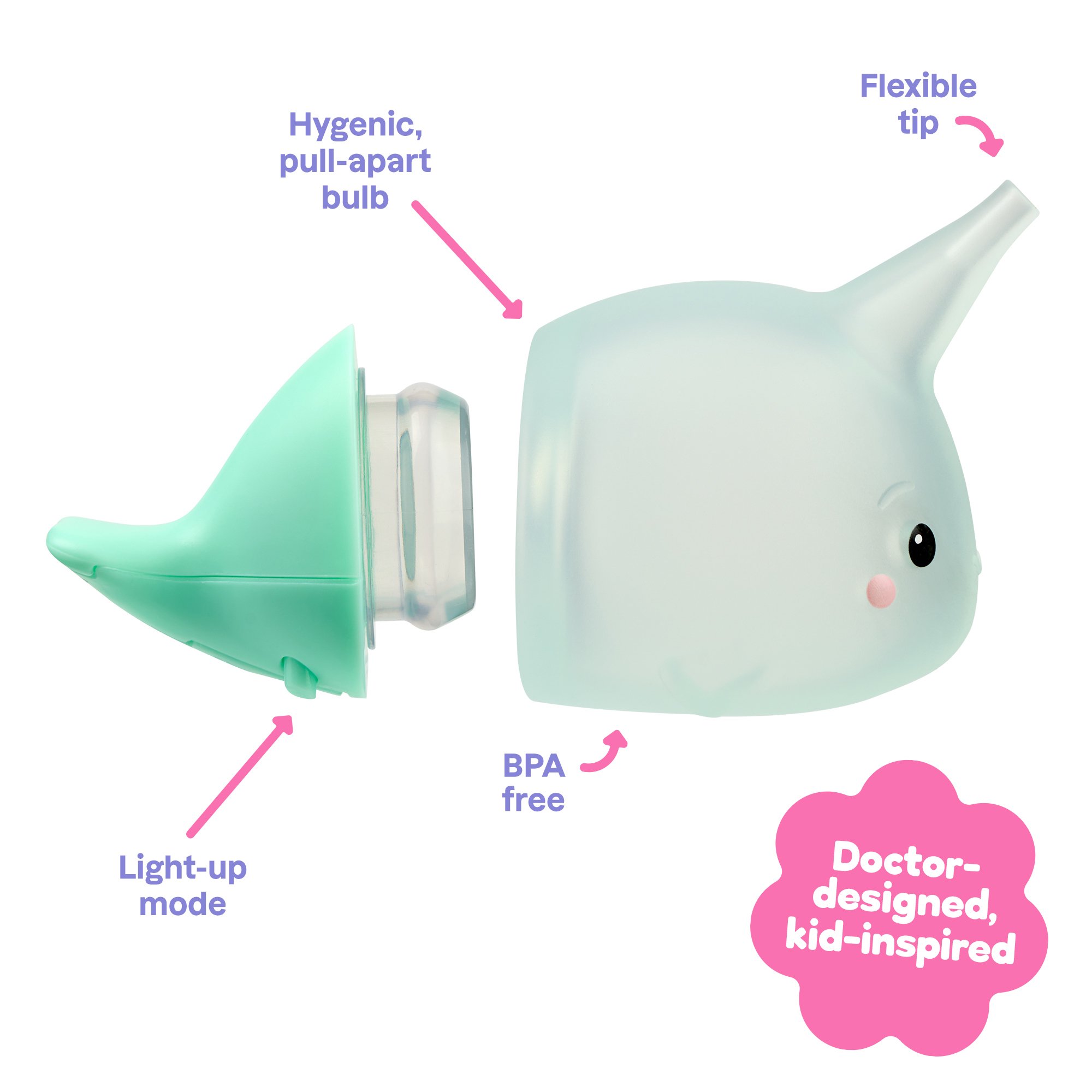 Playhouse MD 1031 - Playhouse MD Nasal Bulb for Babies and Toddlers, Green, Narwhal Character - 1/Each, 12/Case