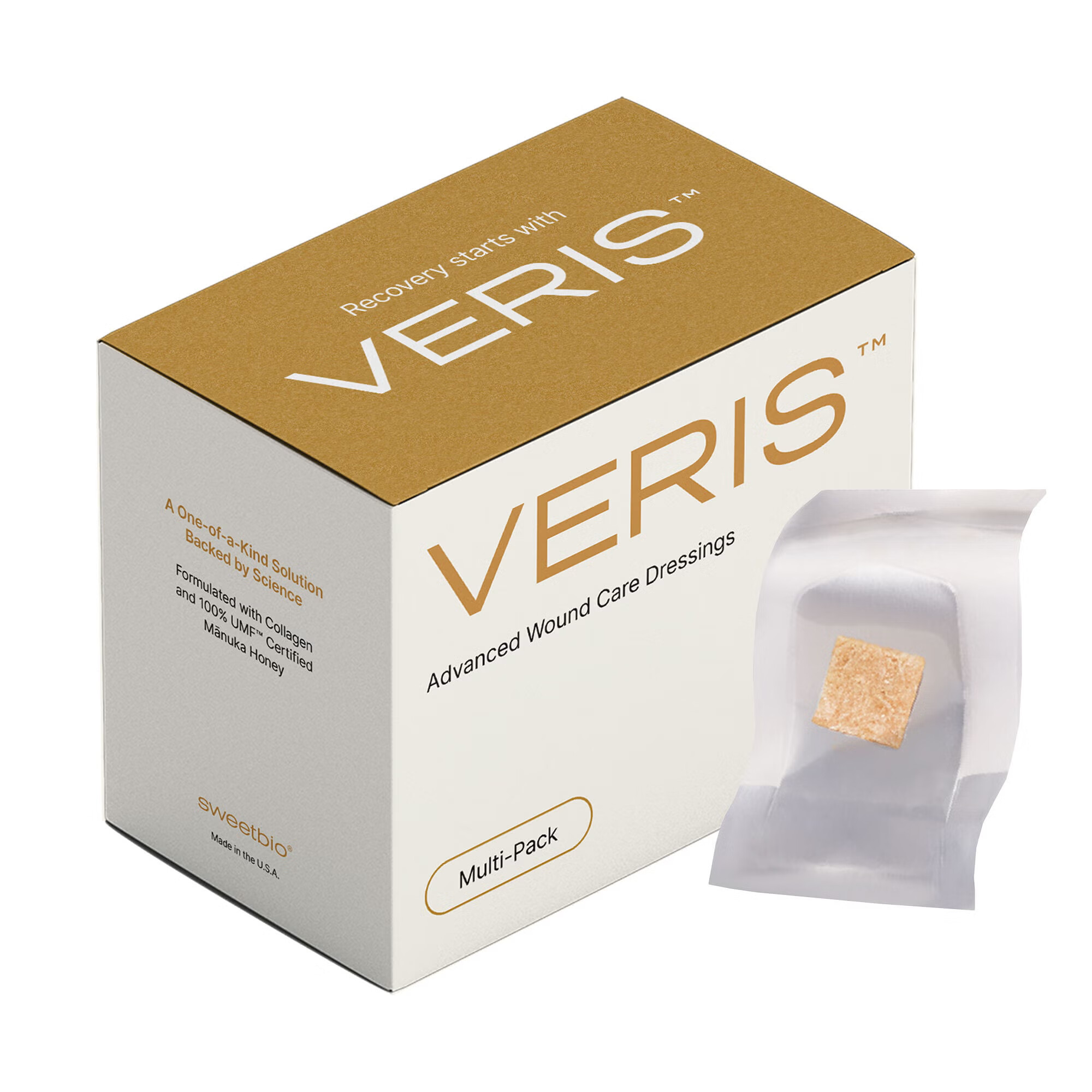 SweetBio Inc - VERIS-16X16-MP15 Honey Wound Dressing VERIS™ Square 0.6 X 0.6 Inch Sheet Sterile Without Adhesive