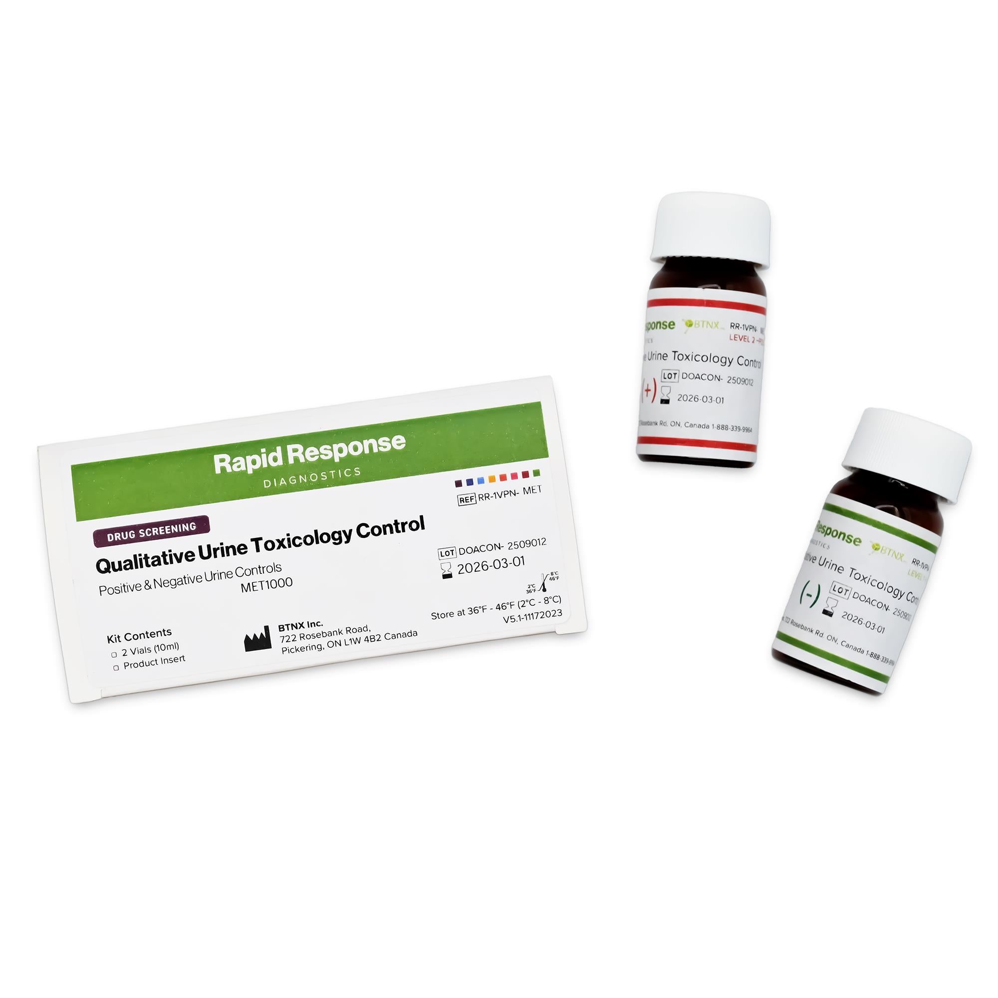 BTNX - RR-1VPN-5.75 Control Set Rapid Response® Qualitative Urine Toxicology (5.75) Positive Level / Negative Level 2 X 10 mL