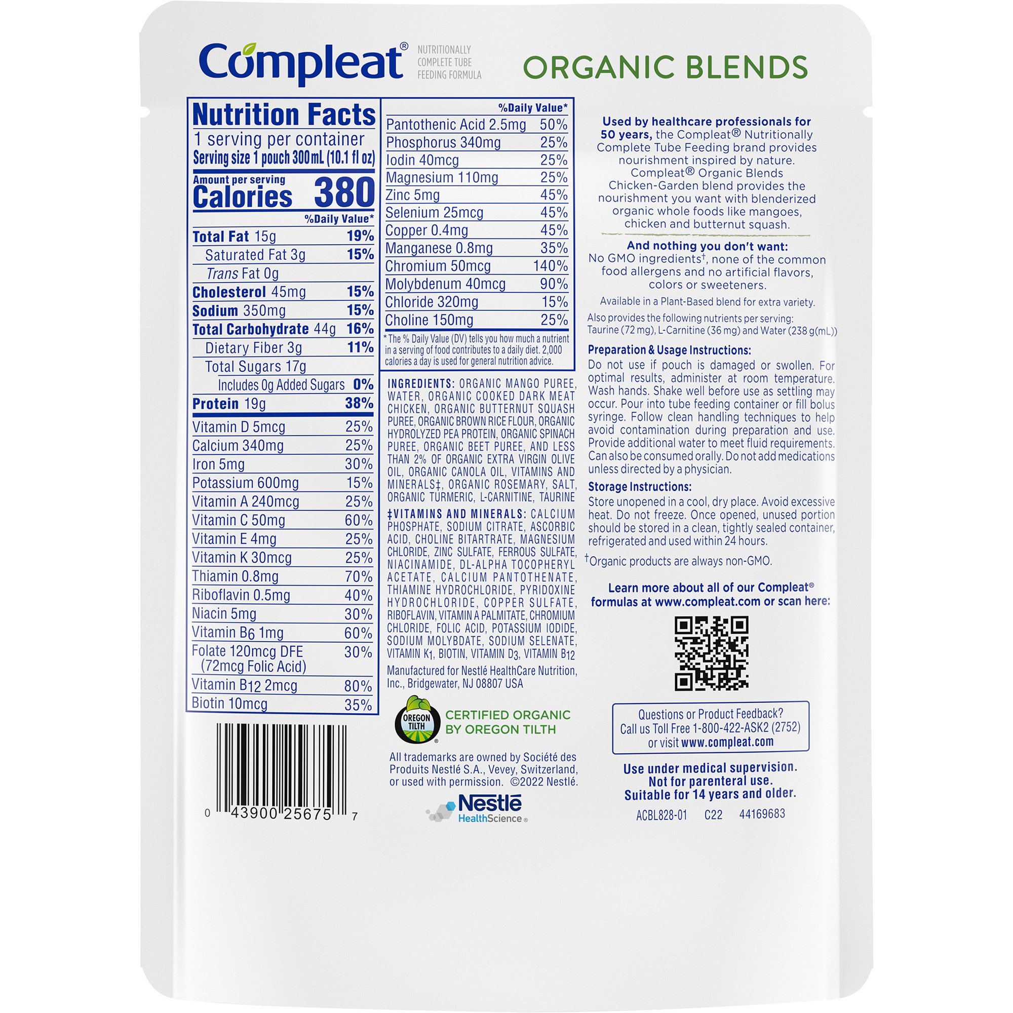 Compleat Organic Blends Oral Supplement 43900011990 by Nestle Healthcare Nutrition