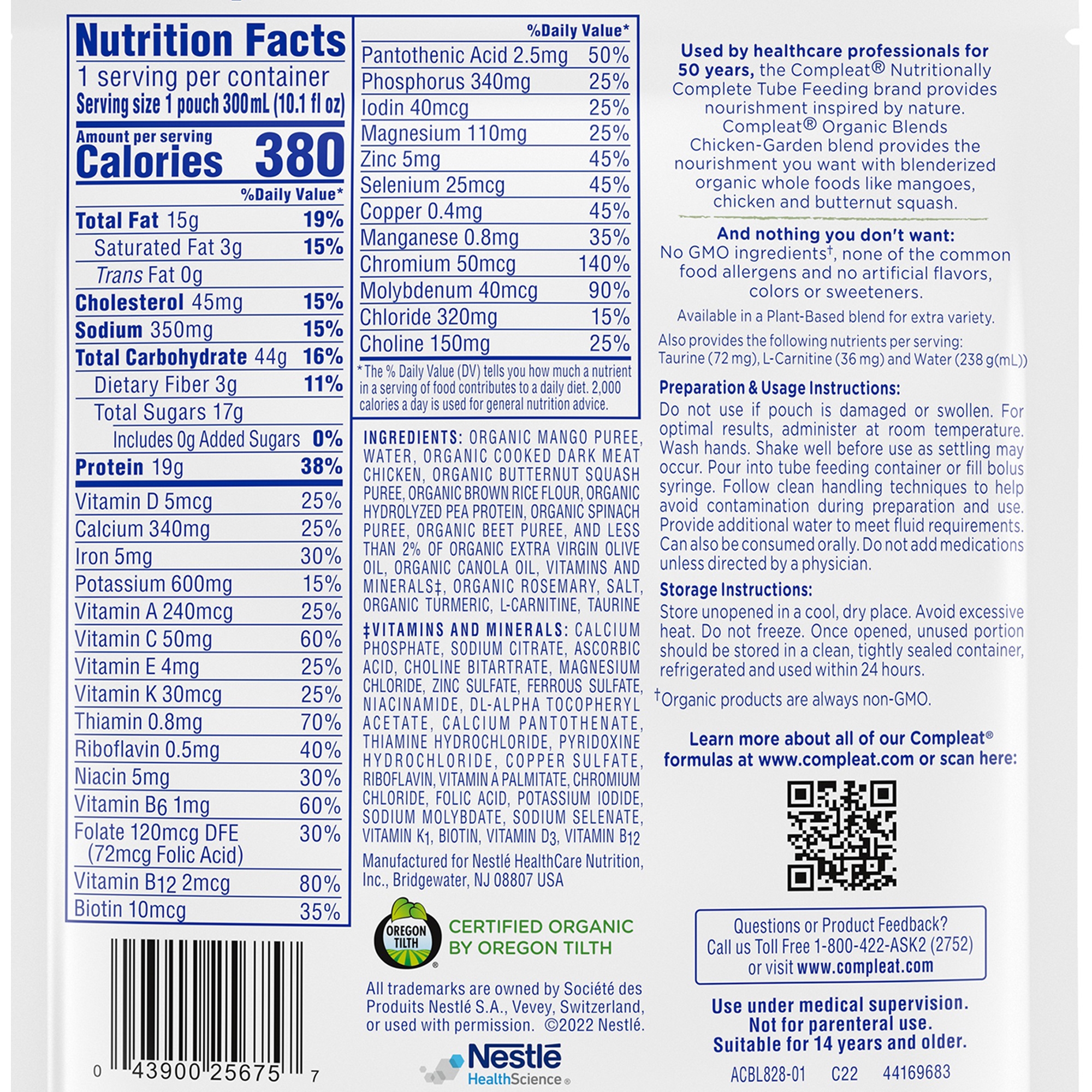 Compleat Organic Blends Oral Supplement 43900011990 by Nestle Healthcare Nutrition