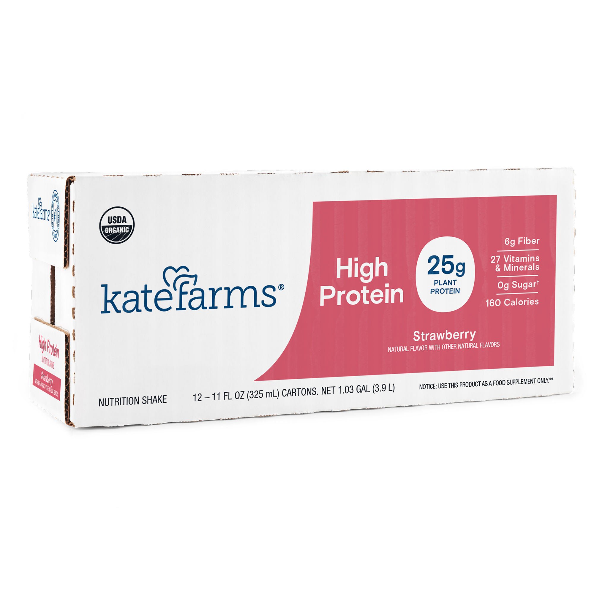 Kate Farms - 811112031420 Oral Supplement Kate Farms High Protein Strawberry Flavor Liquid 11 oz. Carton