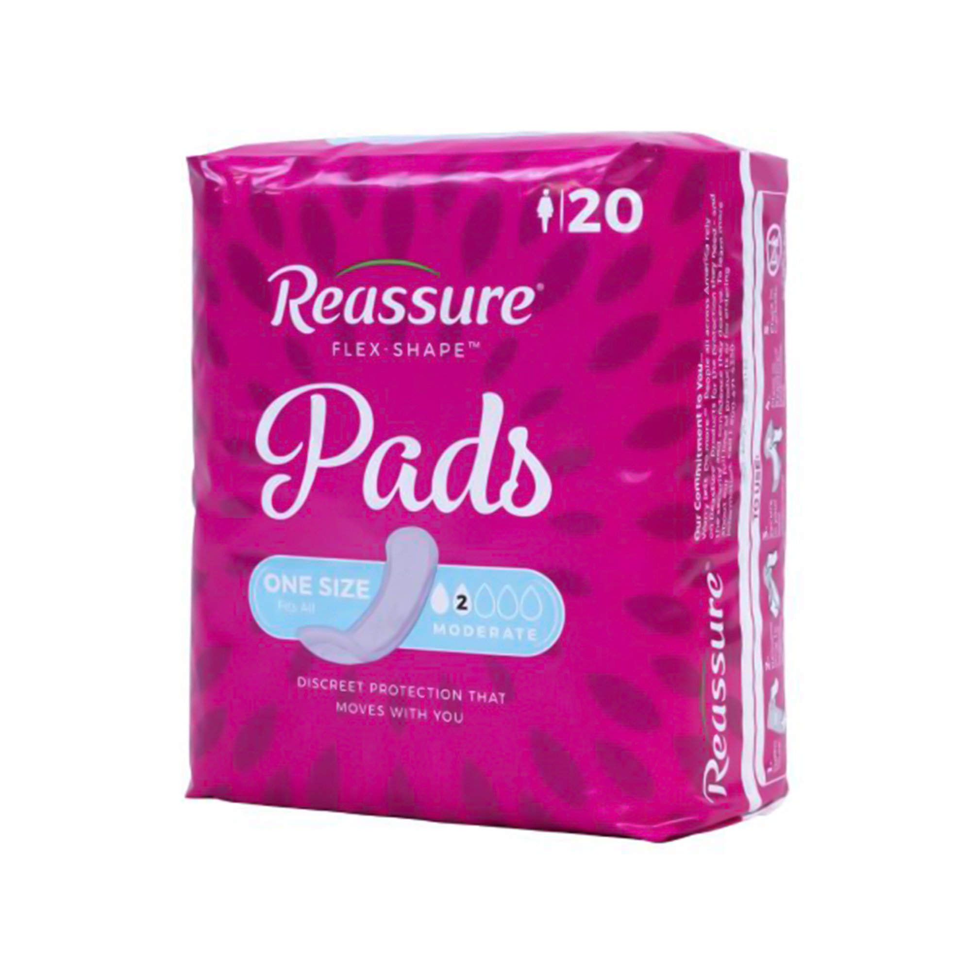 Attends Healthcare Products RES-0017 - Reassure® Flex-Shape Pad™ for Moderate Incontinence, One Size Fits Most - 20/Bag, 180/Case