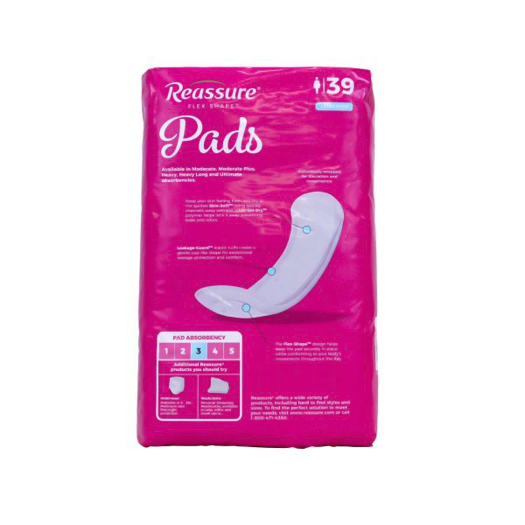 Attends Healthcare Products RES-0018 - Reassure® Flex-Shape Pad™, Long Pad for Heavy Incontinence One Size Fits Most - 39/Bag, 156/Case