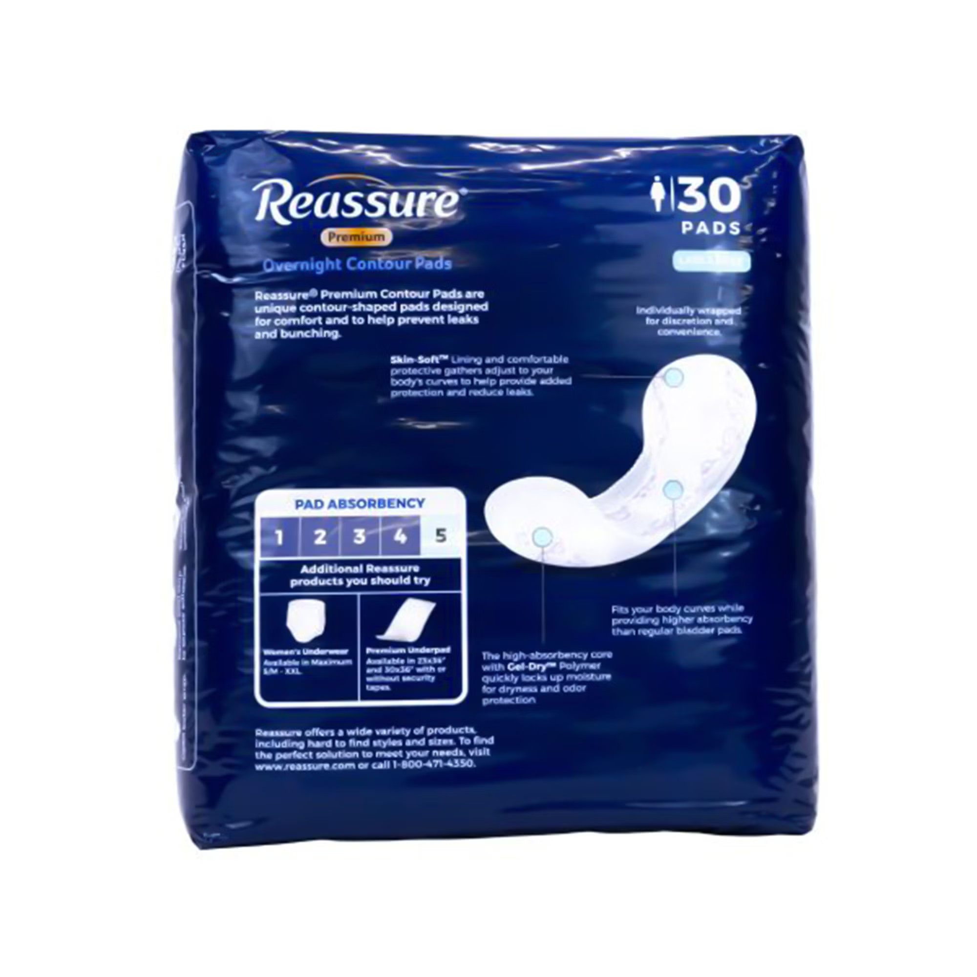 Attends Healthcare Products - REA-0013 Incontinence Liner Reassure® Premium Overnight Contour Heavy Absorbency Polymer Core One Size Fits Most