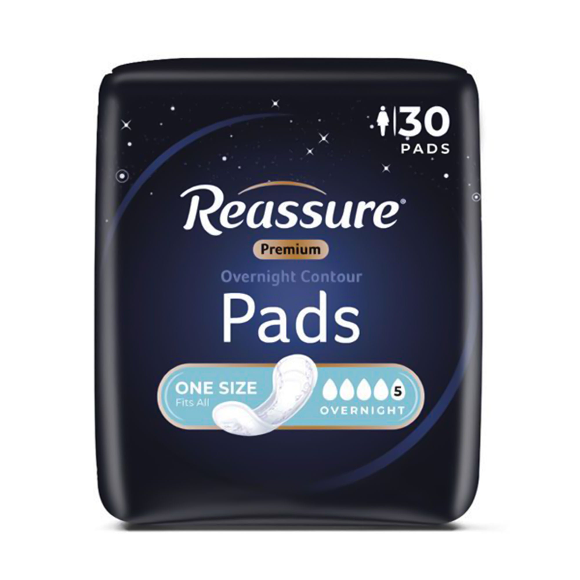 Attends Healthcare Products - REA-0013 Incontinence Liner Reassure® Premium Overnight Contour Heavy Absorbency Polymer Core One Size Fits Most