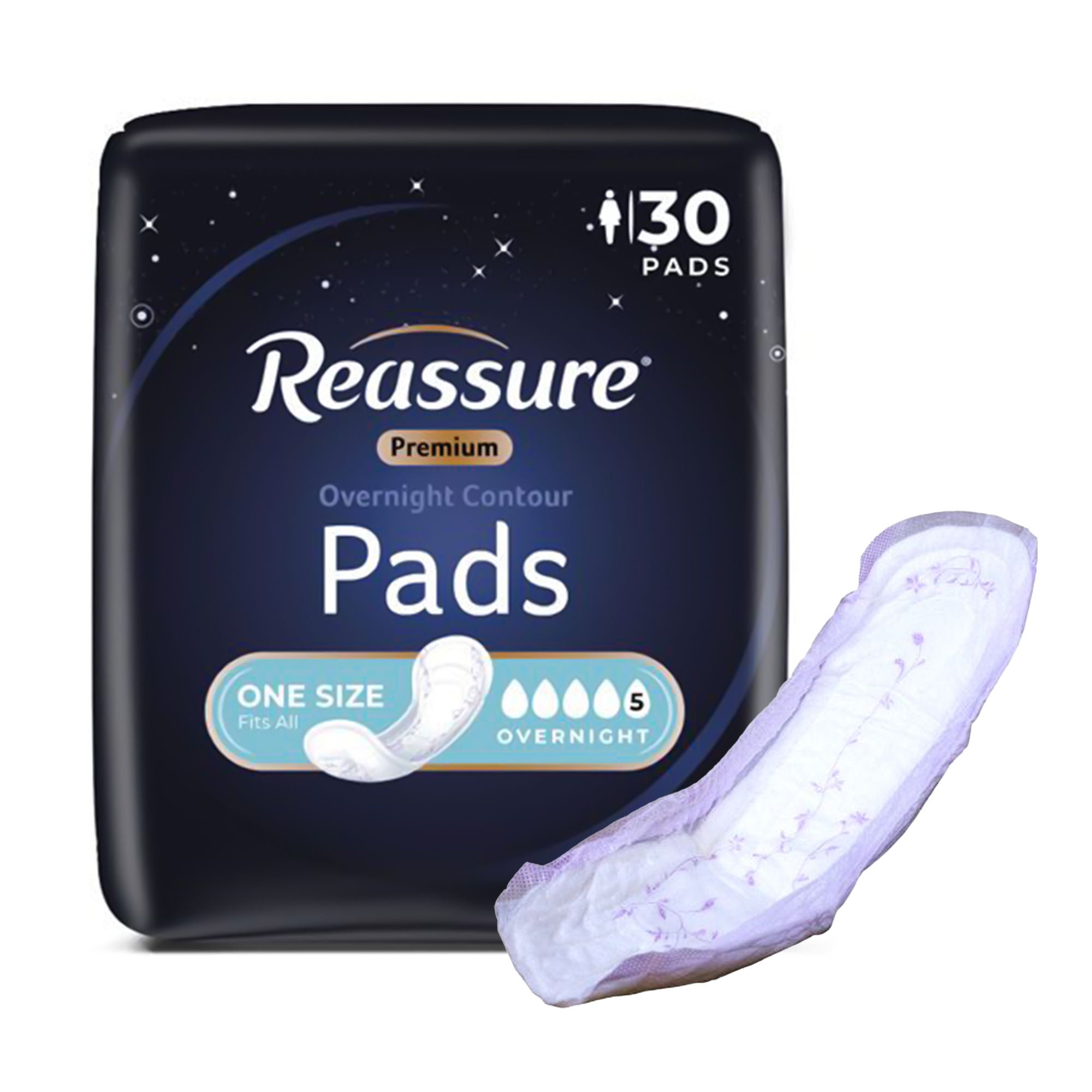 Attends Healthcare Products - REA-0013 Incontinence Liner Reassure® Premium Overnight Contour Heavy Absorbency Polymer Core One Size Fits Most