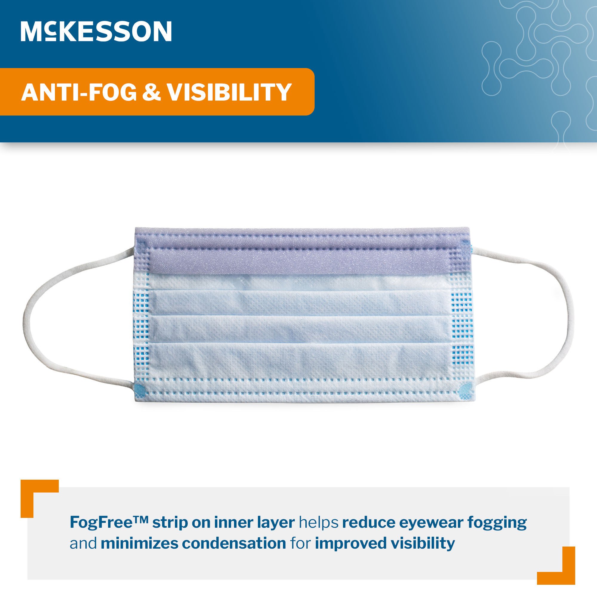 McKesson Brand - 91-2109 Procedure Mask McKesson Anti-fog Foam ASTM Level 3 Earloops One Size Fits Most