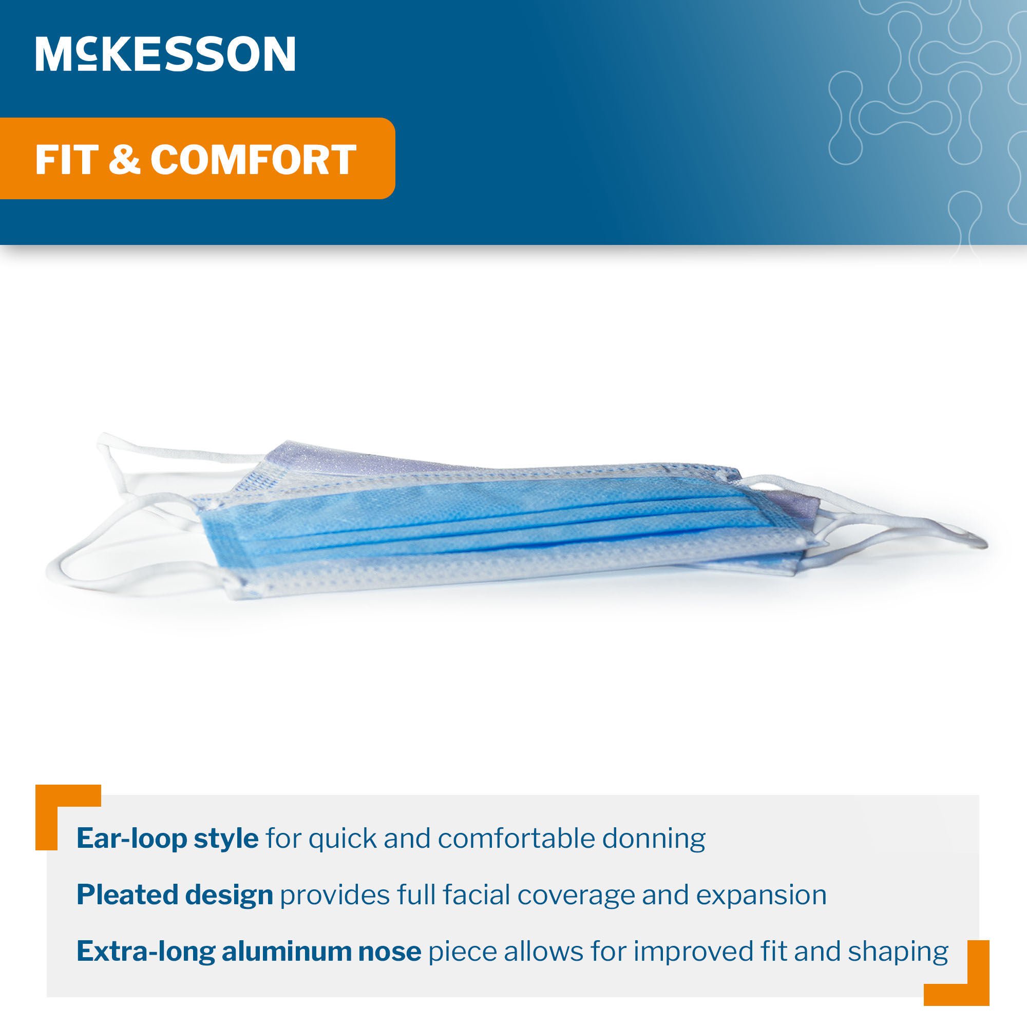 McKesson Brand - 91-2109 Procedure Mask McKesson Anti-fog Foam ASTM Level 3 Earloops One Size Fits Most