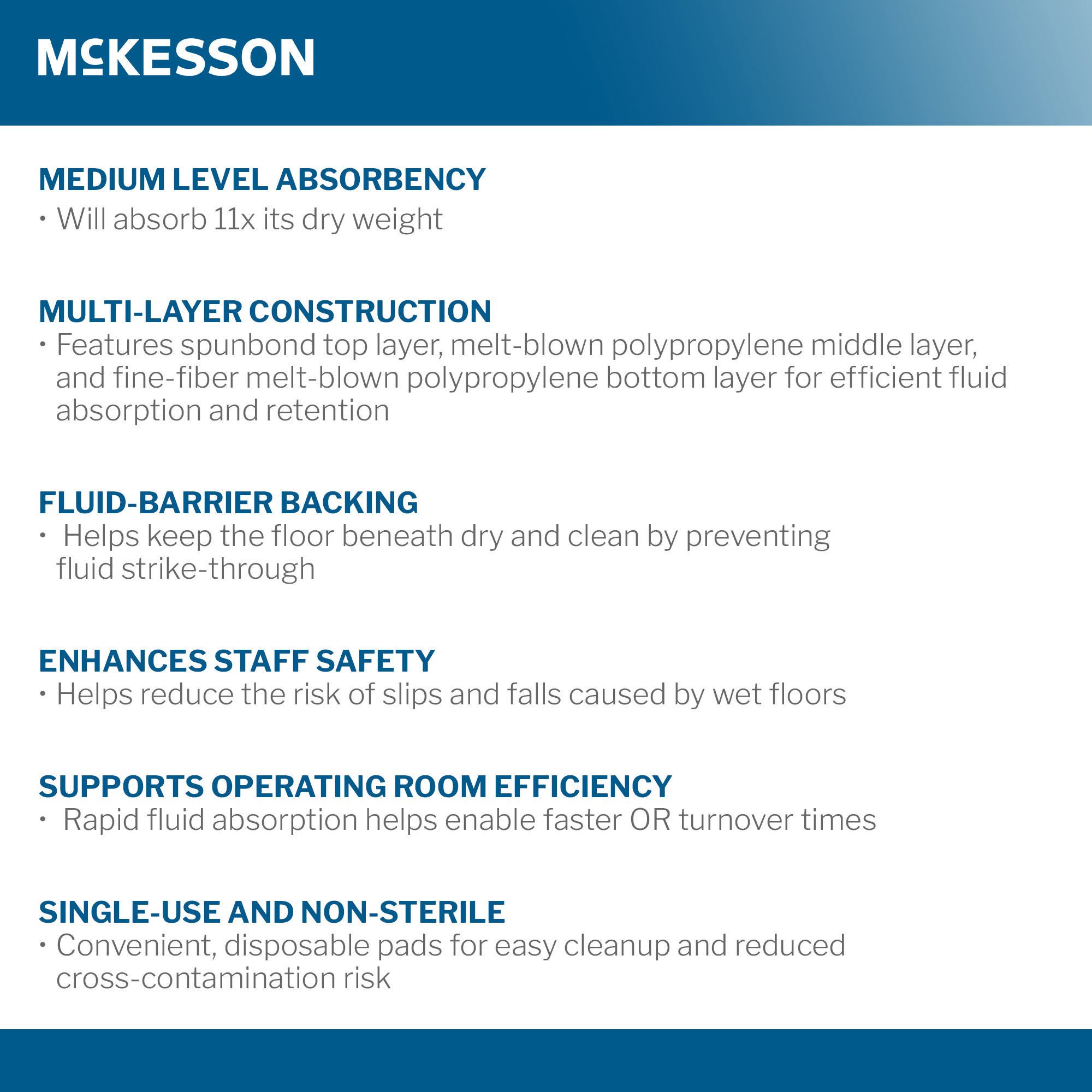 McKesson Brand - 19-2872G Anti-Static Anti-Fatigue Floor Mat McKesson 28 Inch X 72 Foot Moderate Absorbency Green Spunbond / Melt-Blown Polypropylene