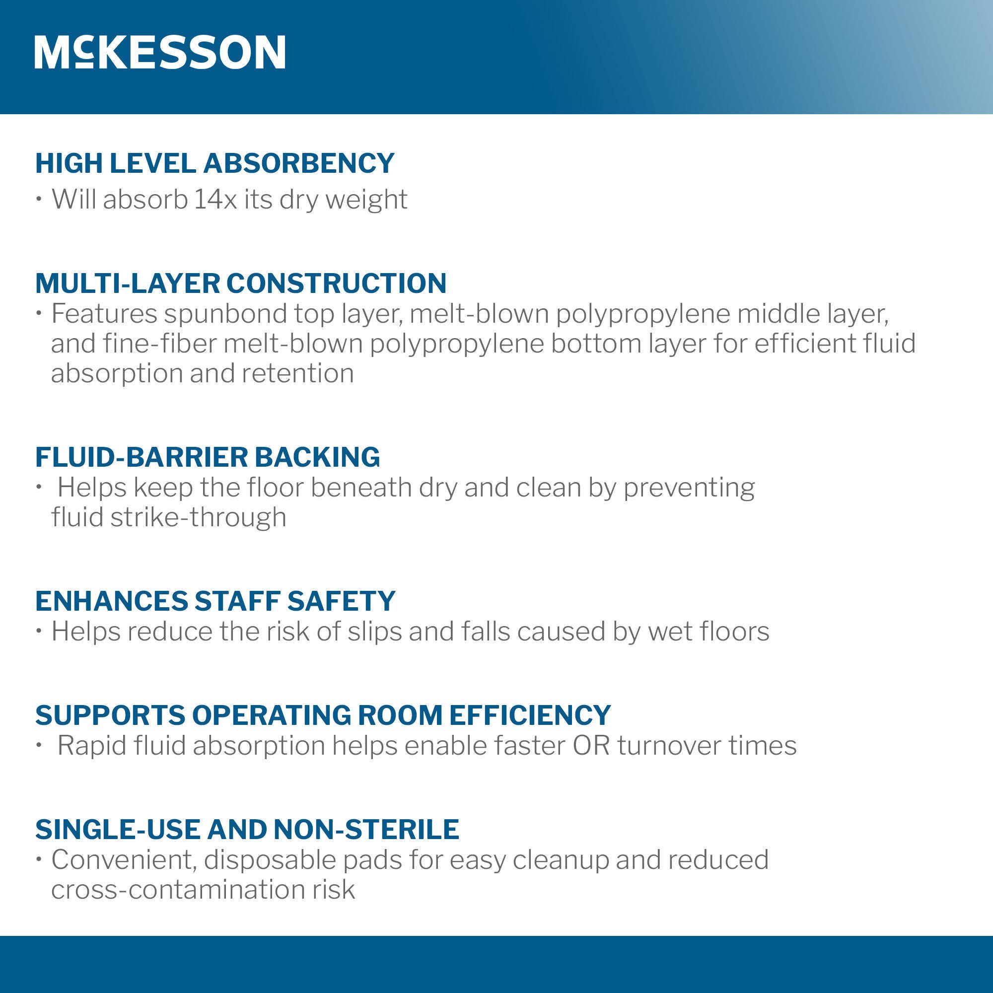 McKesson Brand - 19-2840W Anti-Static Anti-Fatigue Floor Mat McKesson 28 Inch X 40 Foot Heavy Absorbency White Spunbond / Melt-Blown Polypropylene