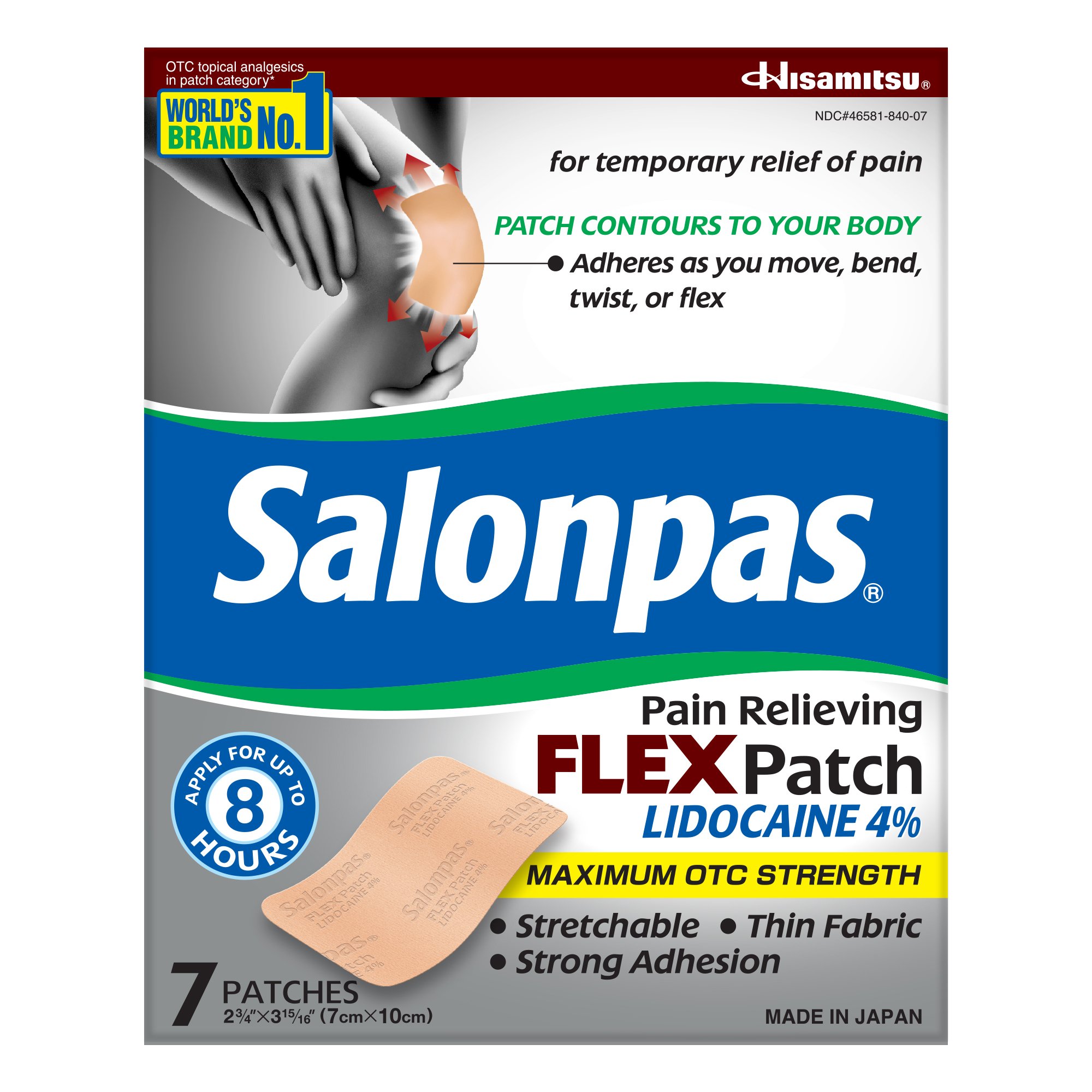 Emerson Healthcare LCF-007 - Salonpas® Lidocaine Topical Pain Relief Patch - 5/Pack, 40/Case