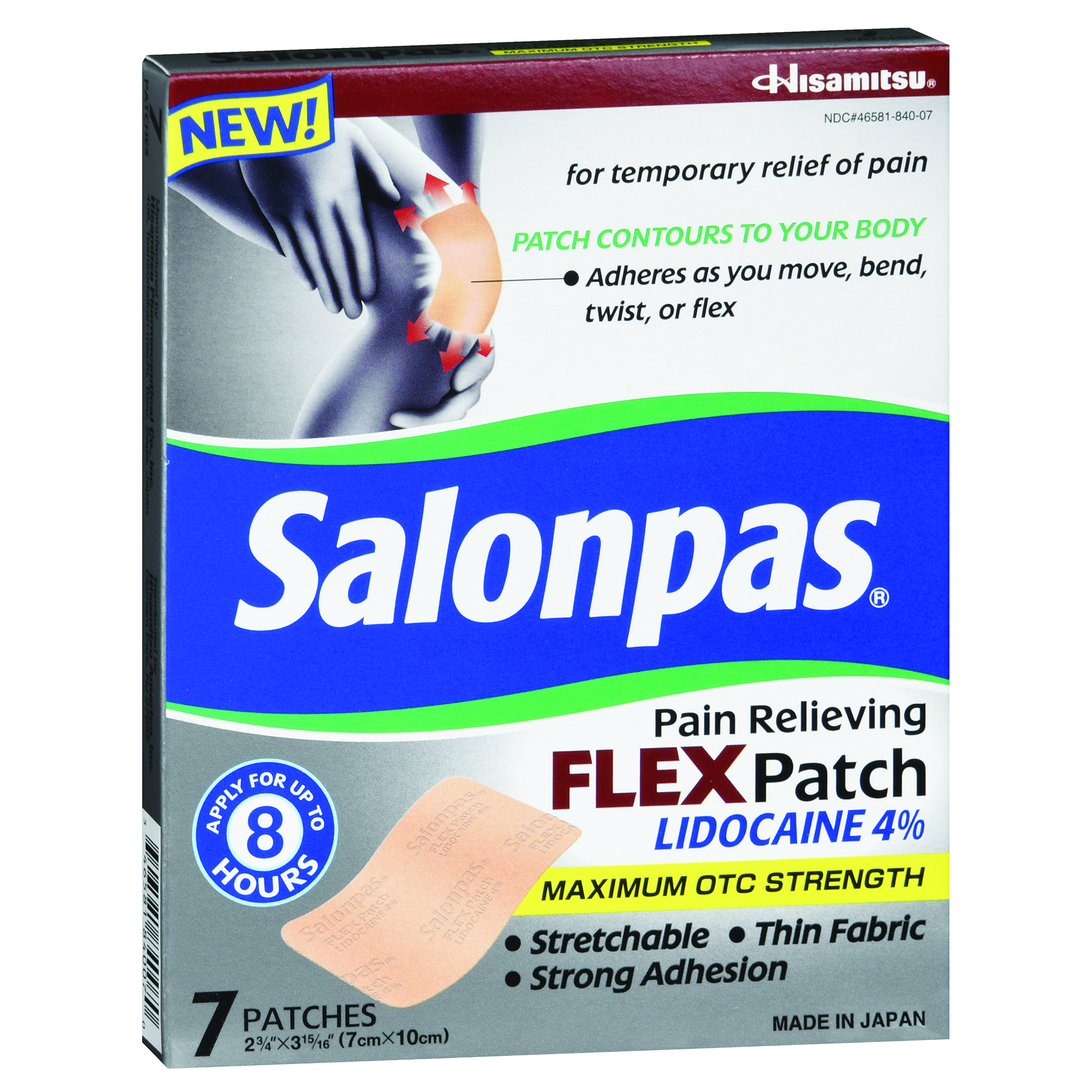 Emerson Healthcare LCF-007 - Salonpas® Lidocaine Topical Pain Relief Patch - 5/Pack, 40/Case