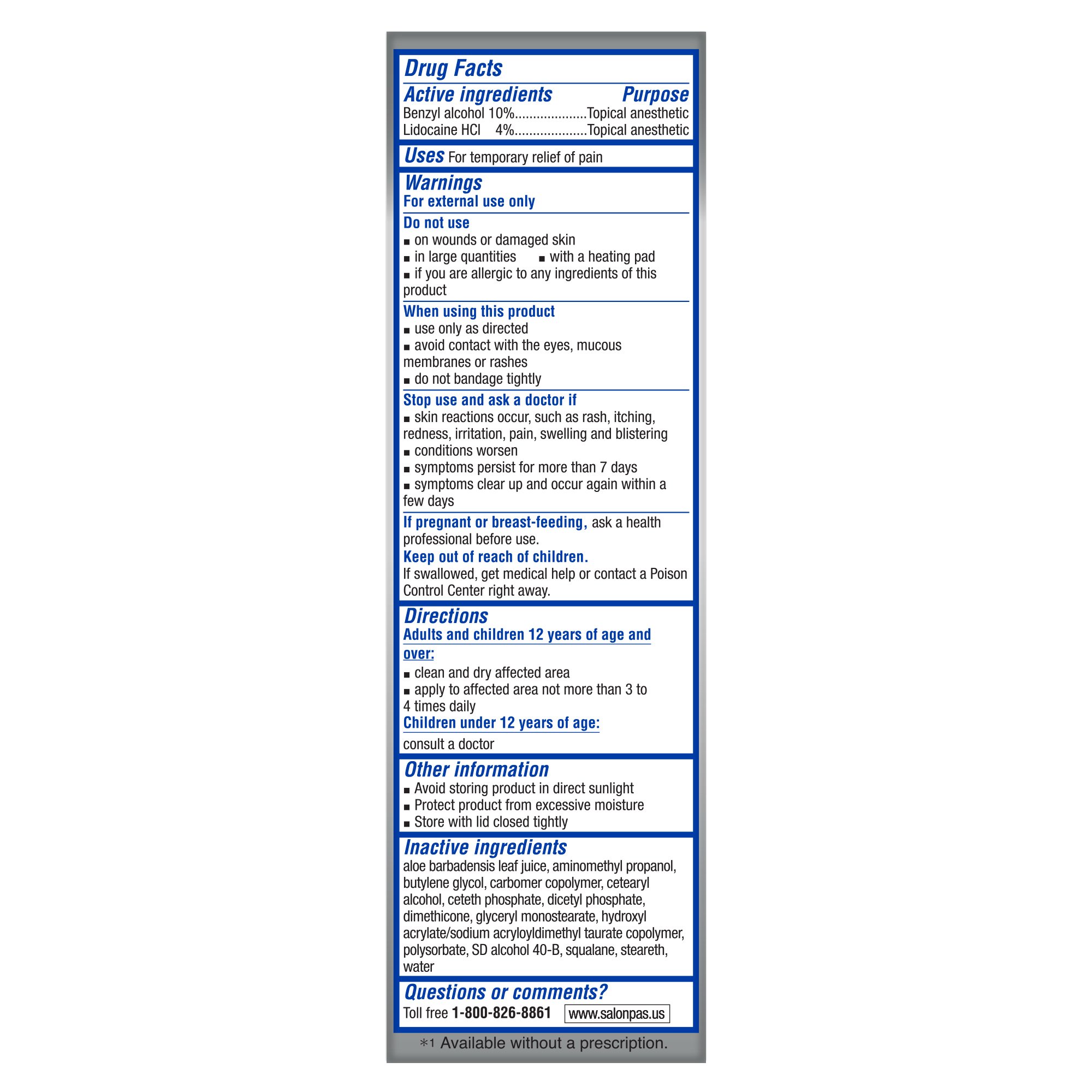 Emerson Healthcare HA-203 - Salonpas Lidocaine 4% Plus Pain Relieving Cream, 3-ounce Tube - 3/Pack, 36/Case