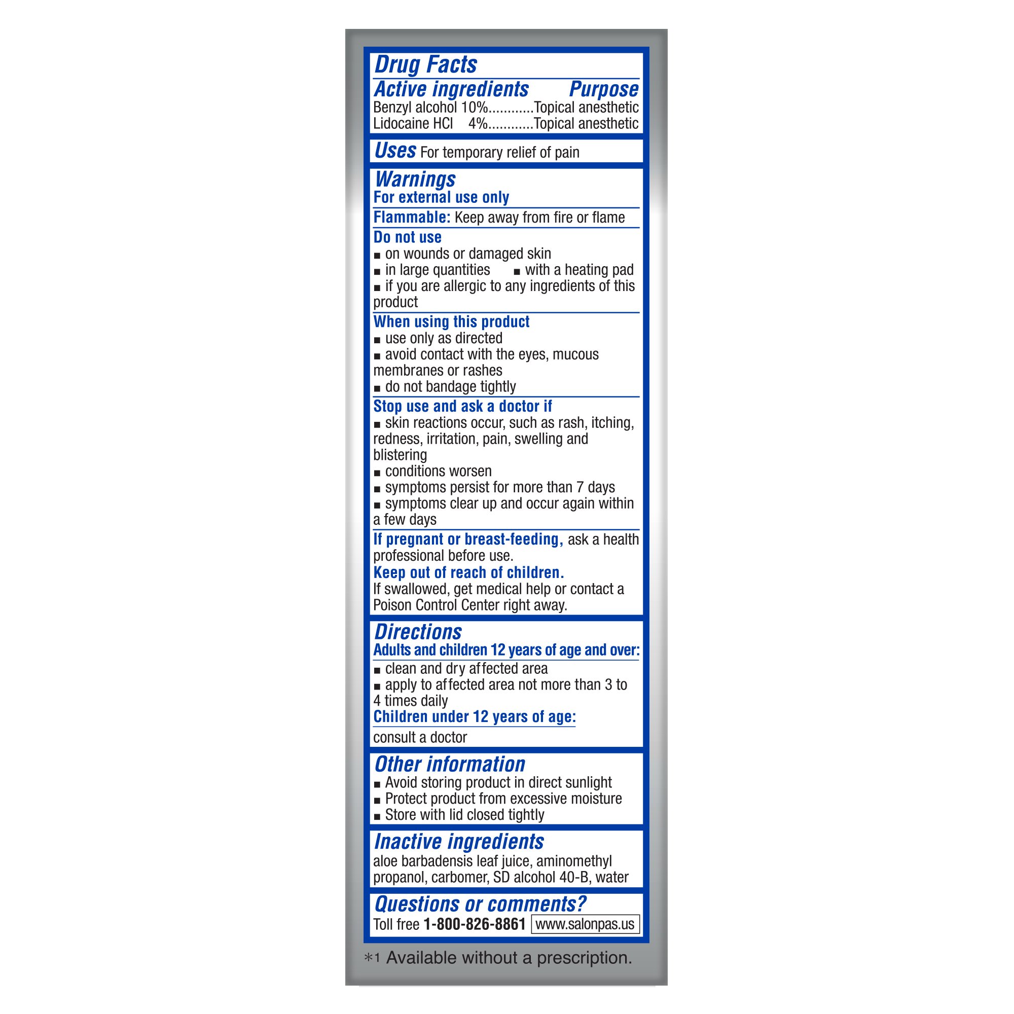 Emerson Healthcare HA-103 - Salonpas Lidocaine 4% Plus Pain Relieving Liquid No-Mess Roll On, 3 ounces - 3/Pack, 36/Case
