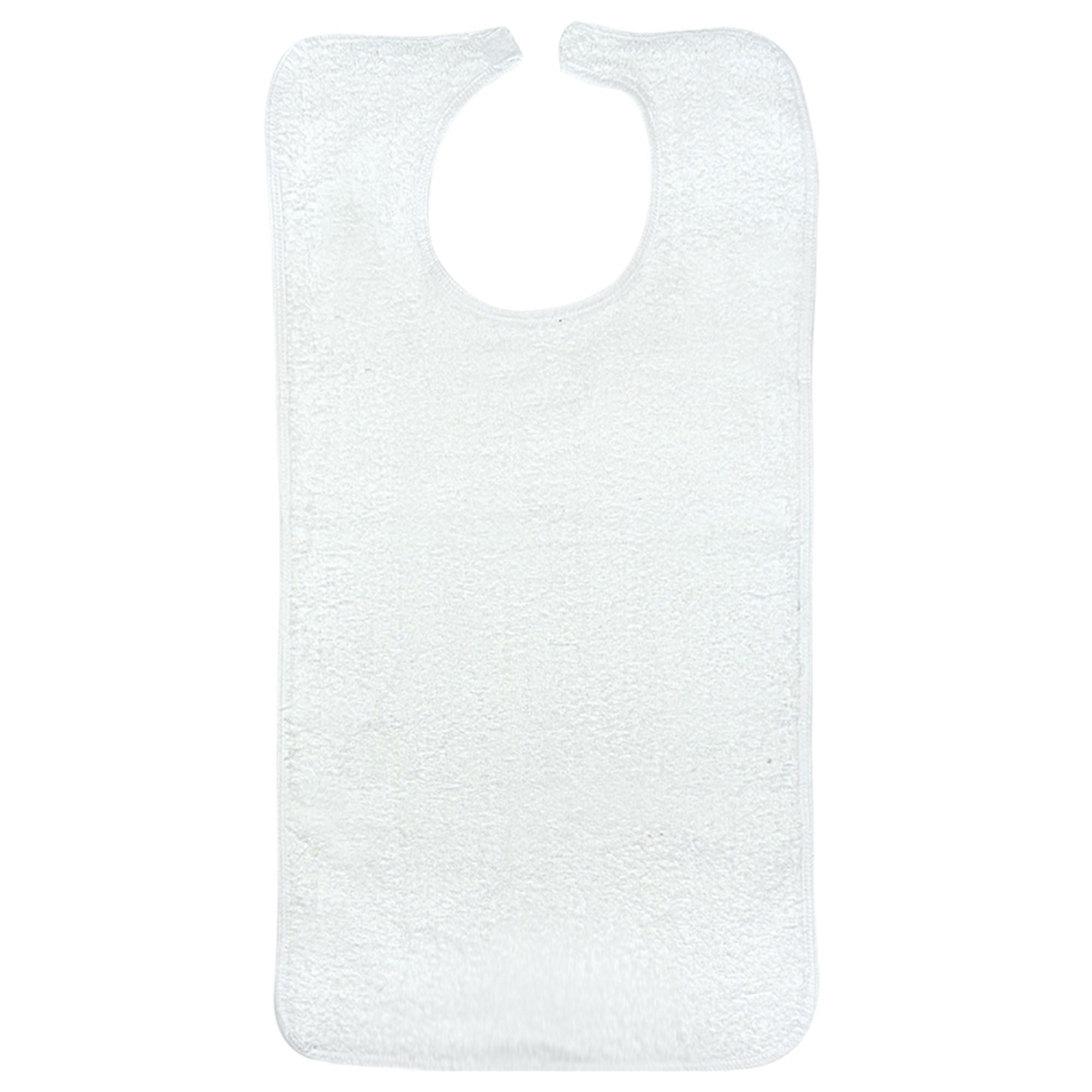 Beck's Classic - TB1834-R Bib Hook and Loop Closure Reusable Terry Cloth White