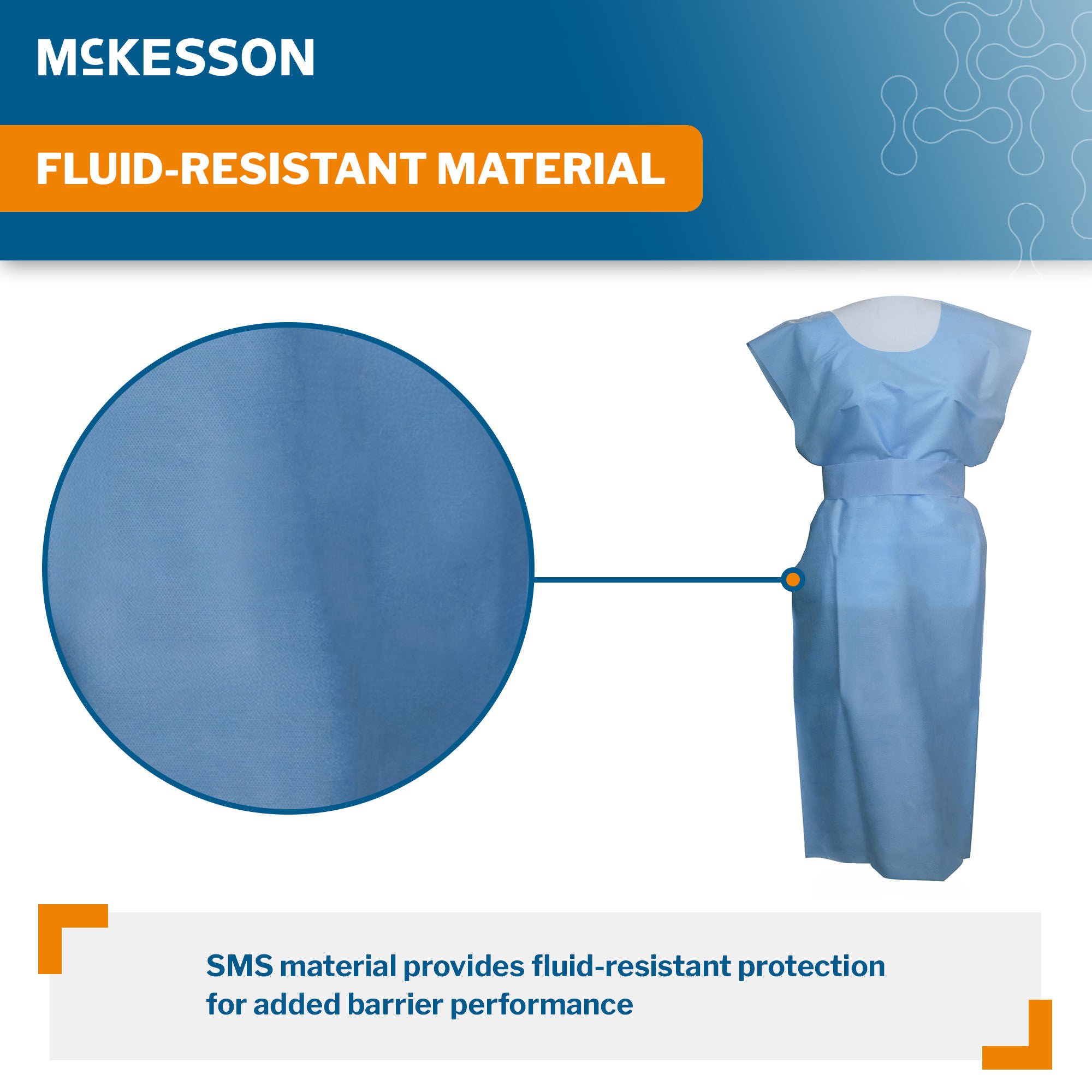 McKesson Brand - 16-EGWTB6-OSFM McKesson SMS Fluid Resistant Exam Gown