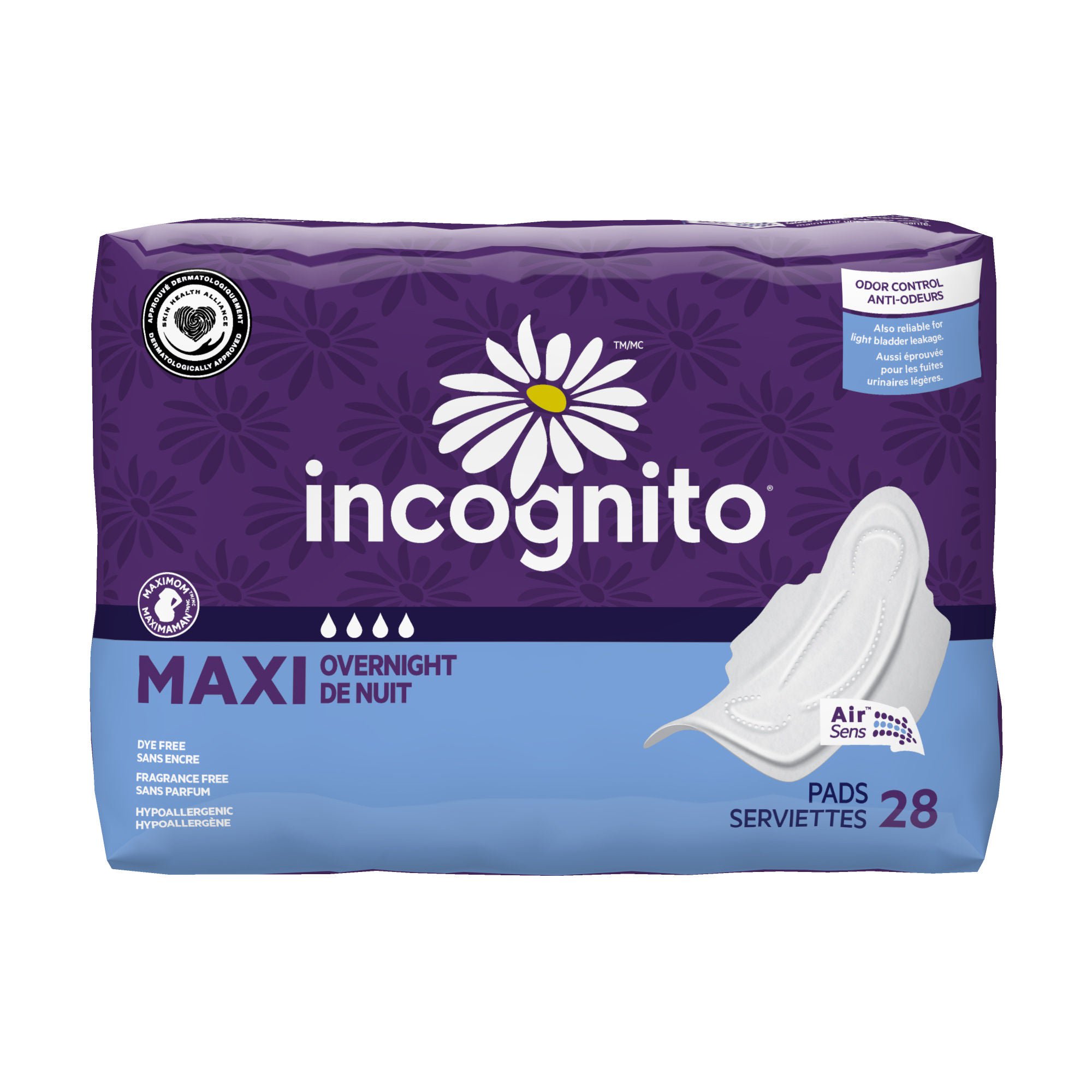 First Quality Products LLC - MCX-214/1 Feminine Pad Incognito® Maxi with Wings / Overnight Heavy Absorbency
