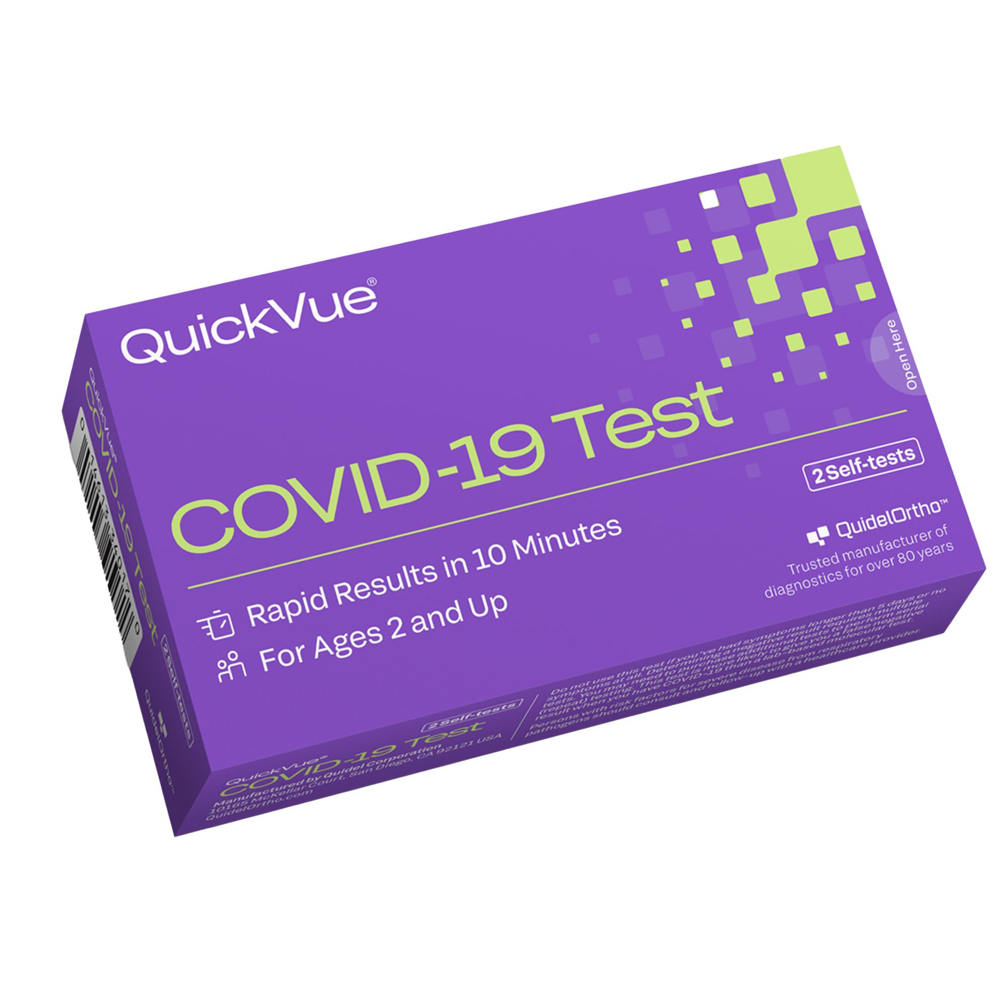 Quidel 20451 - QuickVue® At-Home Over-the-Counter COVID-19 Test Kit, Two Tests - 48/Case