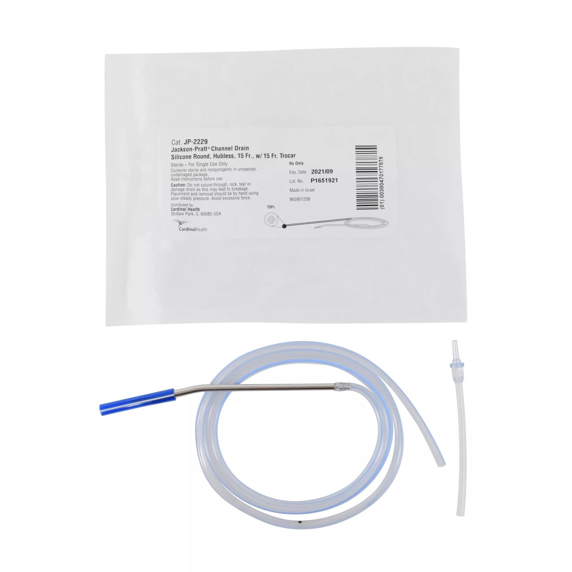 Cardinal - JP-2227 Wound Drain Tube Jackson-Pratt® Round Hubless Type With Trocar 4 Channel Type 10 Fr. Size Sterile