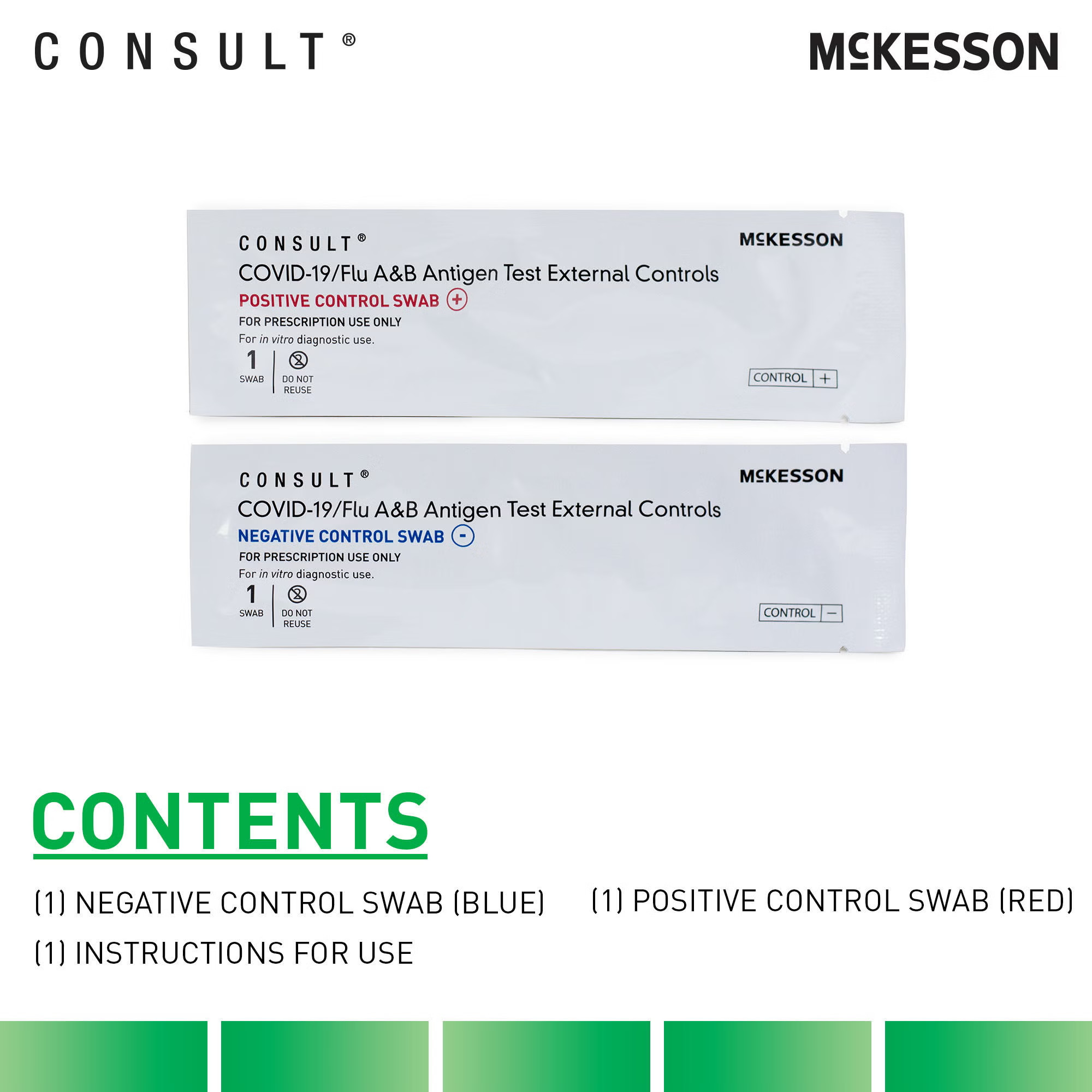 McKesson Brand - 535-PN2 Control Set McKesson Consult® COVID-19 / Flu A&B Antigen Test Positive Level / Negative Level 2 Swabs