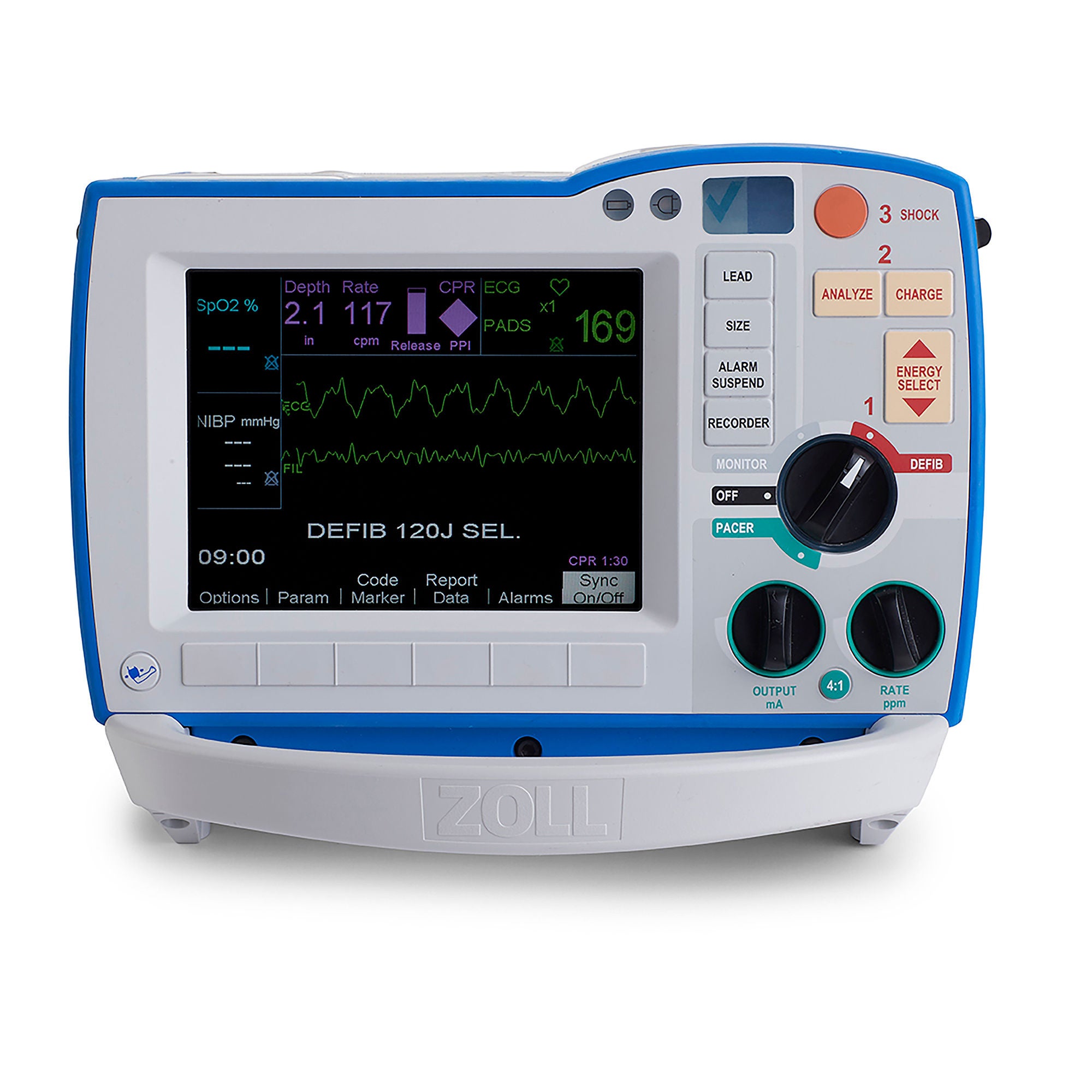 Zoll Medical - 10720005201310012-3 Defibrillator / Monitor Unit Automatic Zoll R Series ALS Paddles Contact AC Power / Battery Operated LCD Display