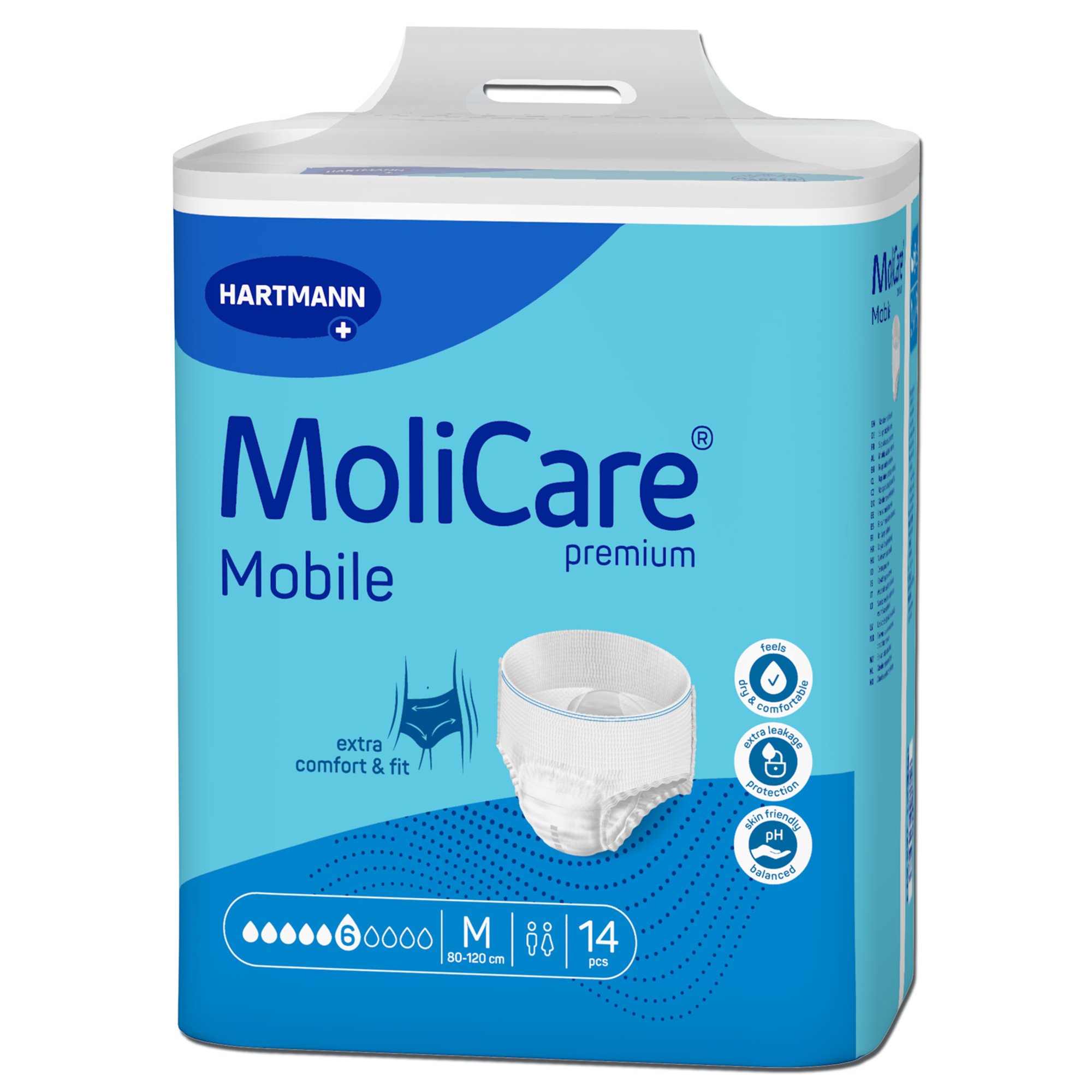 Hartmann 166014 - MoliCare Premium Mobile 6D Incontinence Underwear for Adults, Medium - 14/Bag, 42/Case