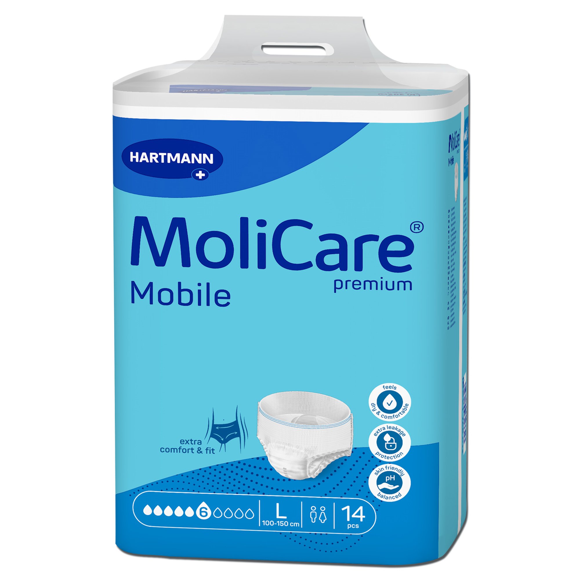 Hartmann 166015 - MoliCare Premium Mobile 6D Incontinence Underwear for Adults, Large - 14/Bag, 56/Case