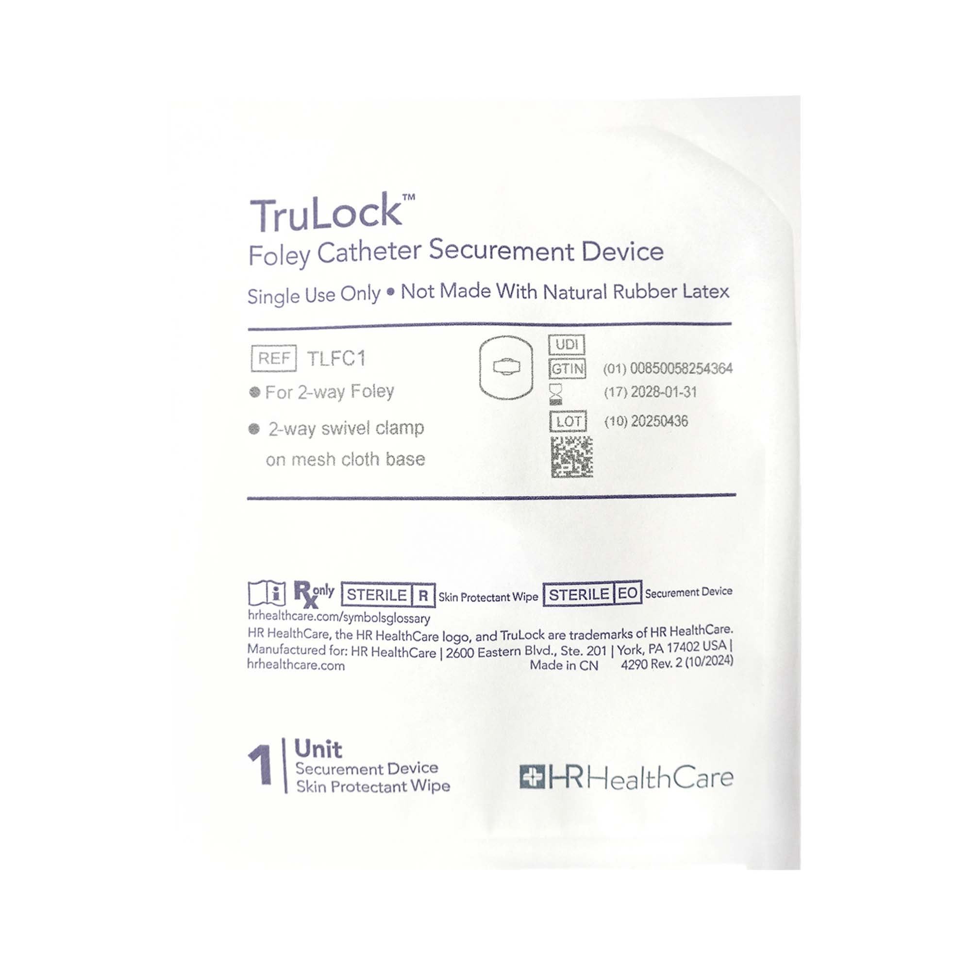 HR Healthcare - TLFC1 Foley Securement Device TruLock™ For 2-Way Foley