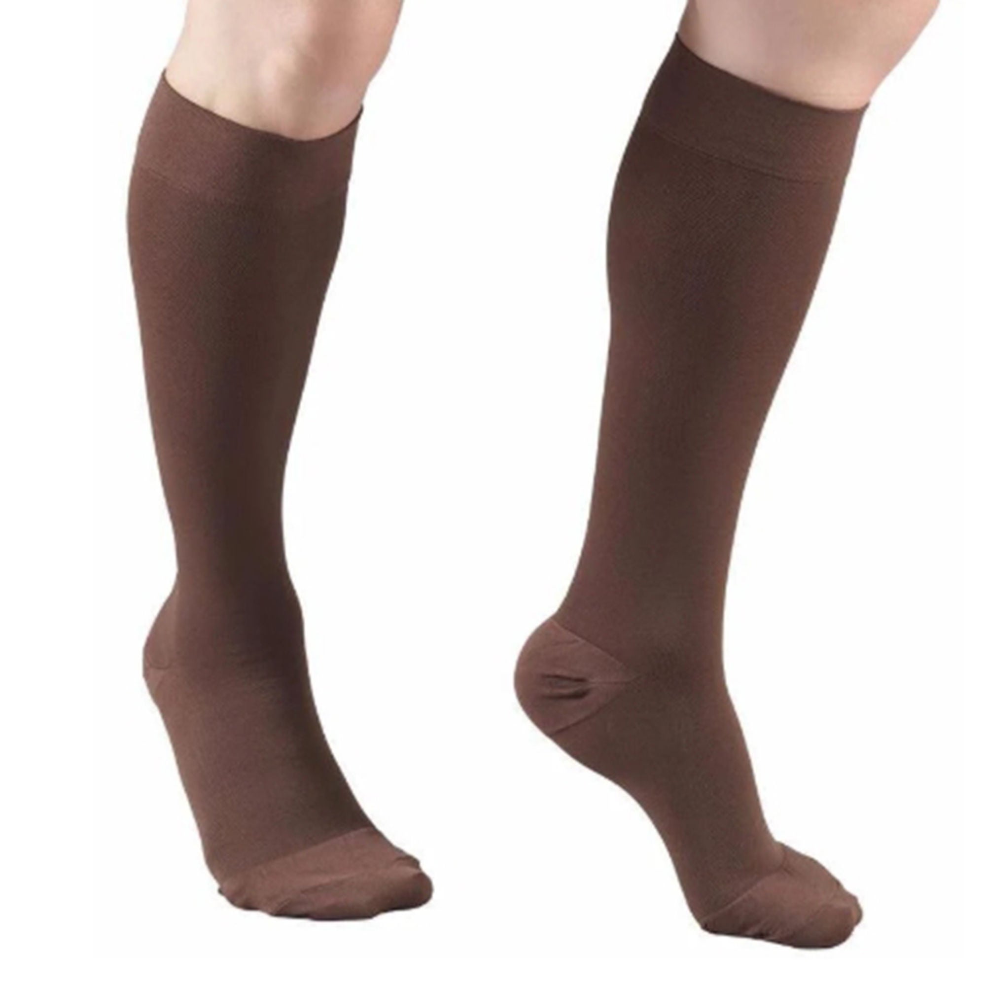 Truform - 1943BN-S Compression Sock Truform® Knee High Small Brown Closed Toe