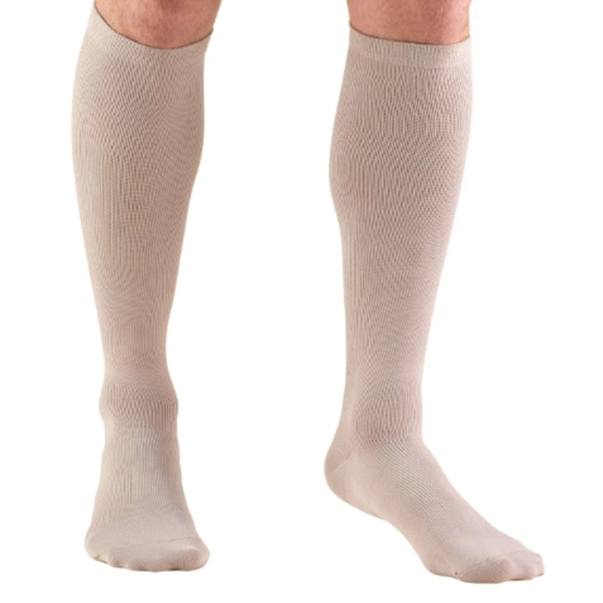 Truform - 1943TN-L Compression Sock Truform® Knee High Large Tan Closed Toe